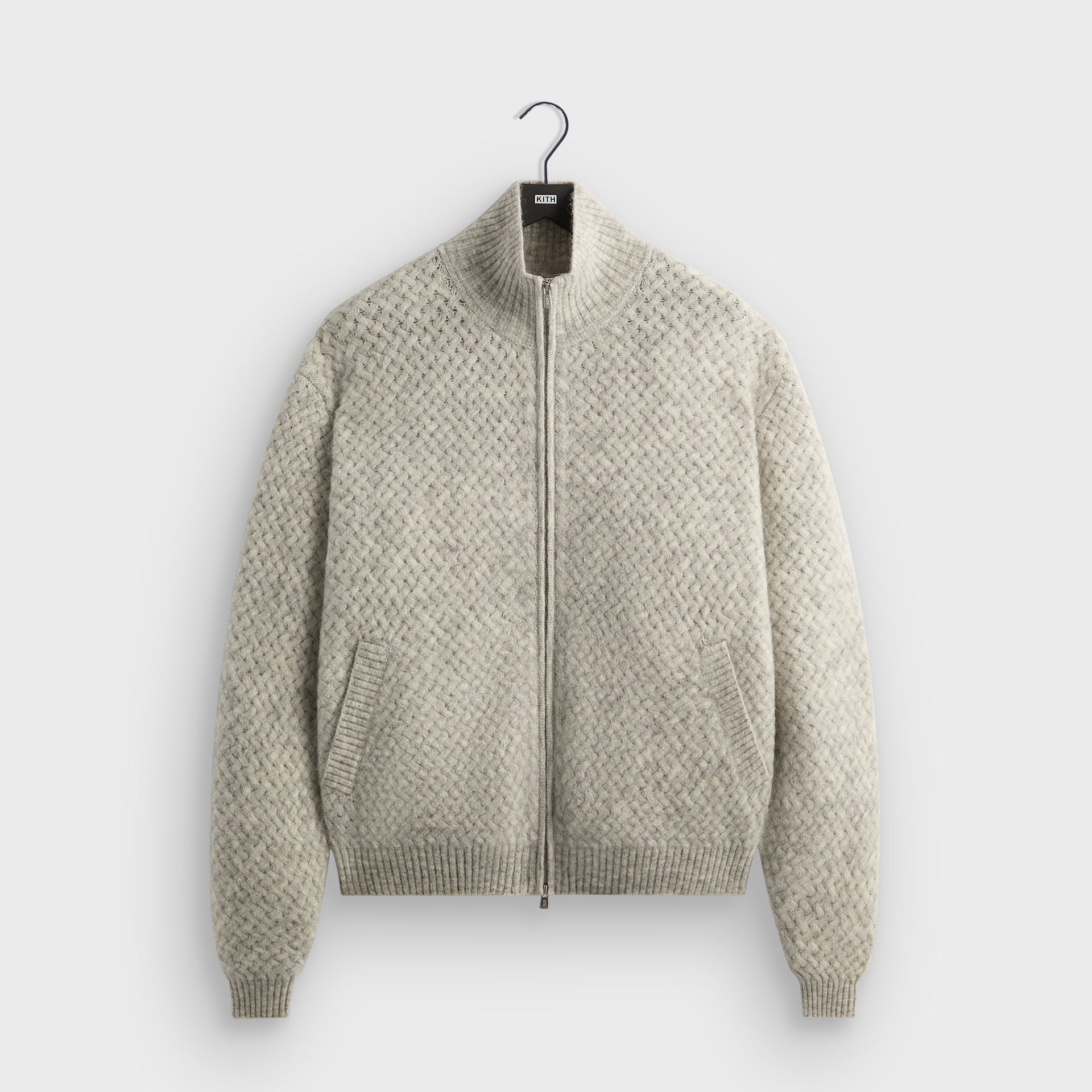 &Kin Basketweave Mohair Wyona Full Zip - Medium Heather Grey - PH