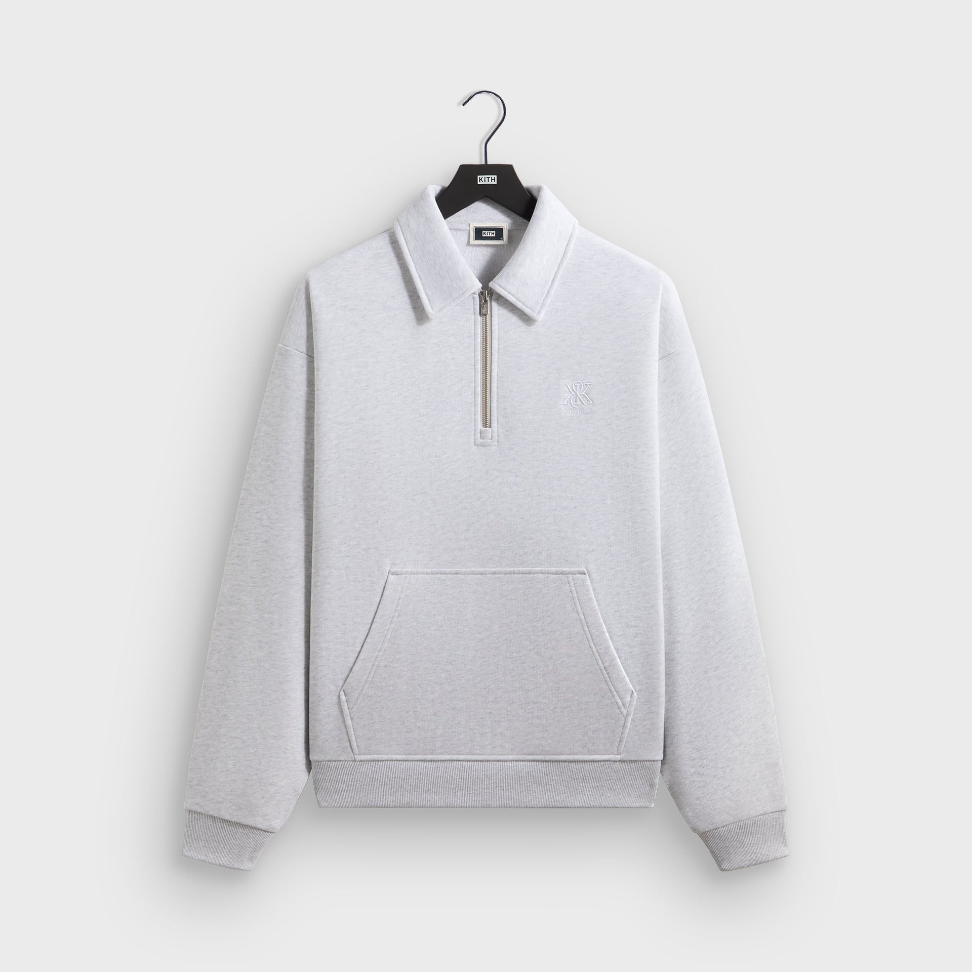 Kith Quarter Zip Popover Sweatshirt - Light Heather Grey - PH