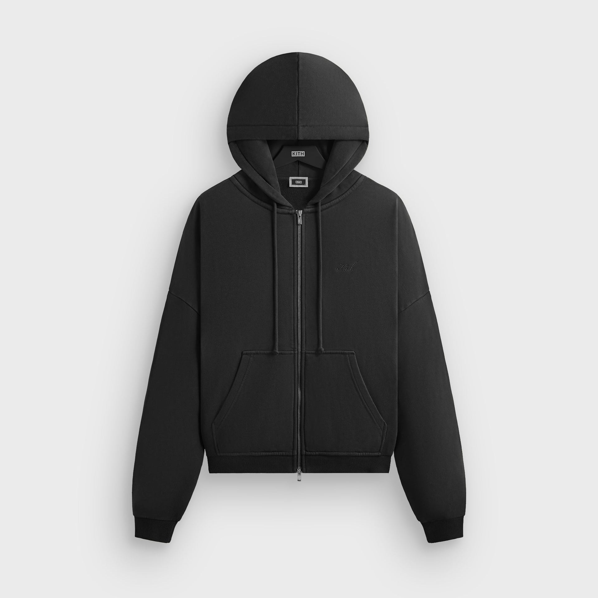 Kith Lofty Fleece Cropped Braxton Hoodie - Black - PH