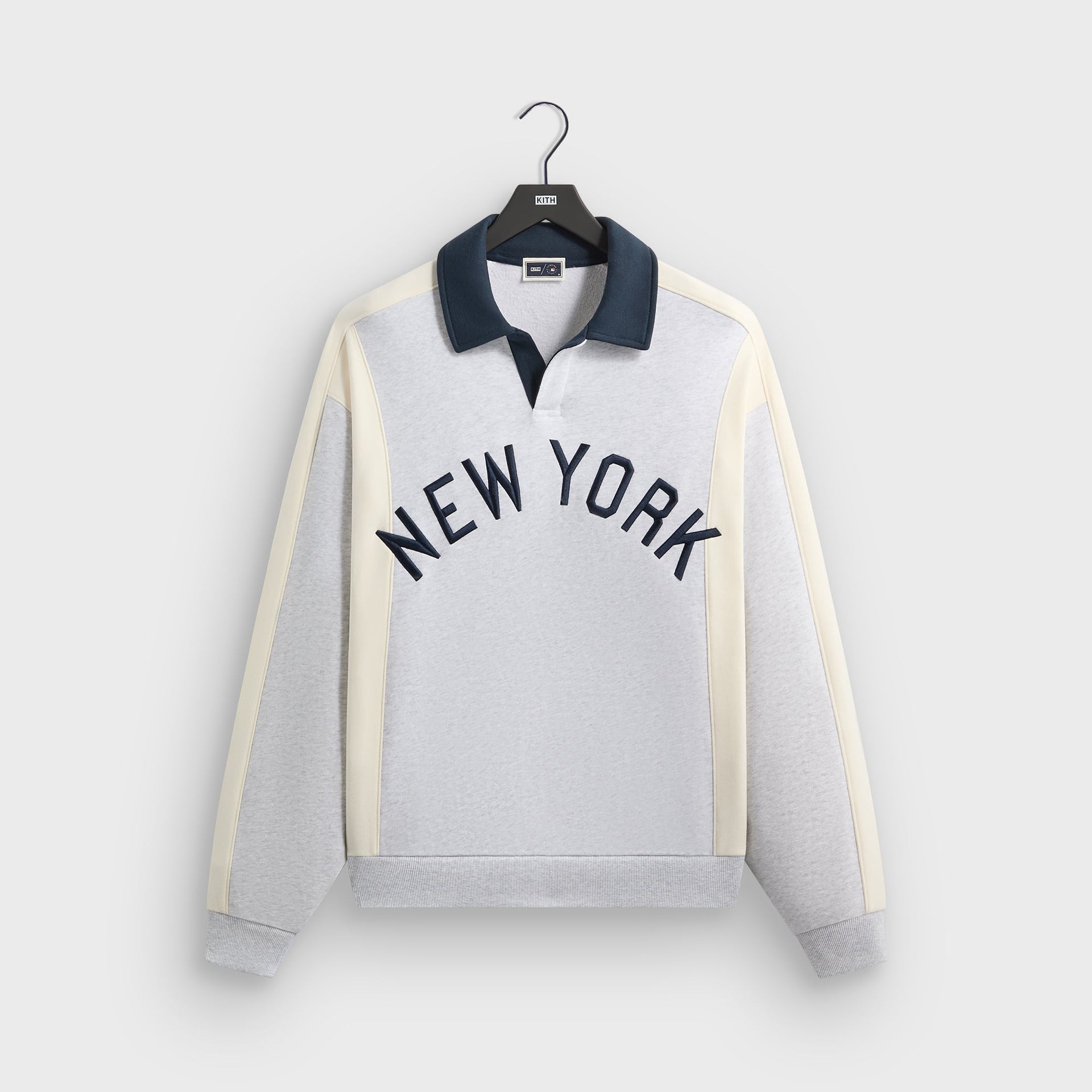 Kith for the New York Yankees Paneled Nelson Rugby - Light Heather Grey - PH