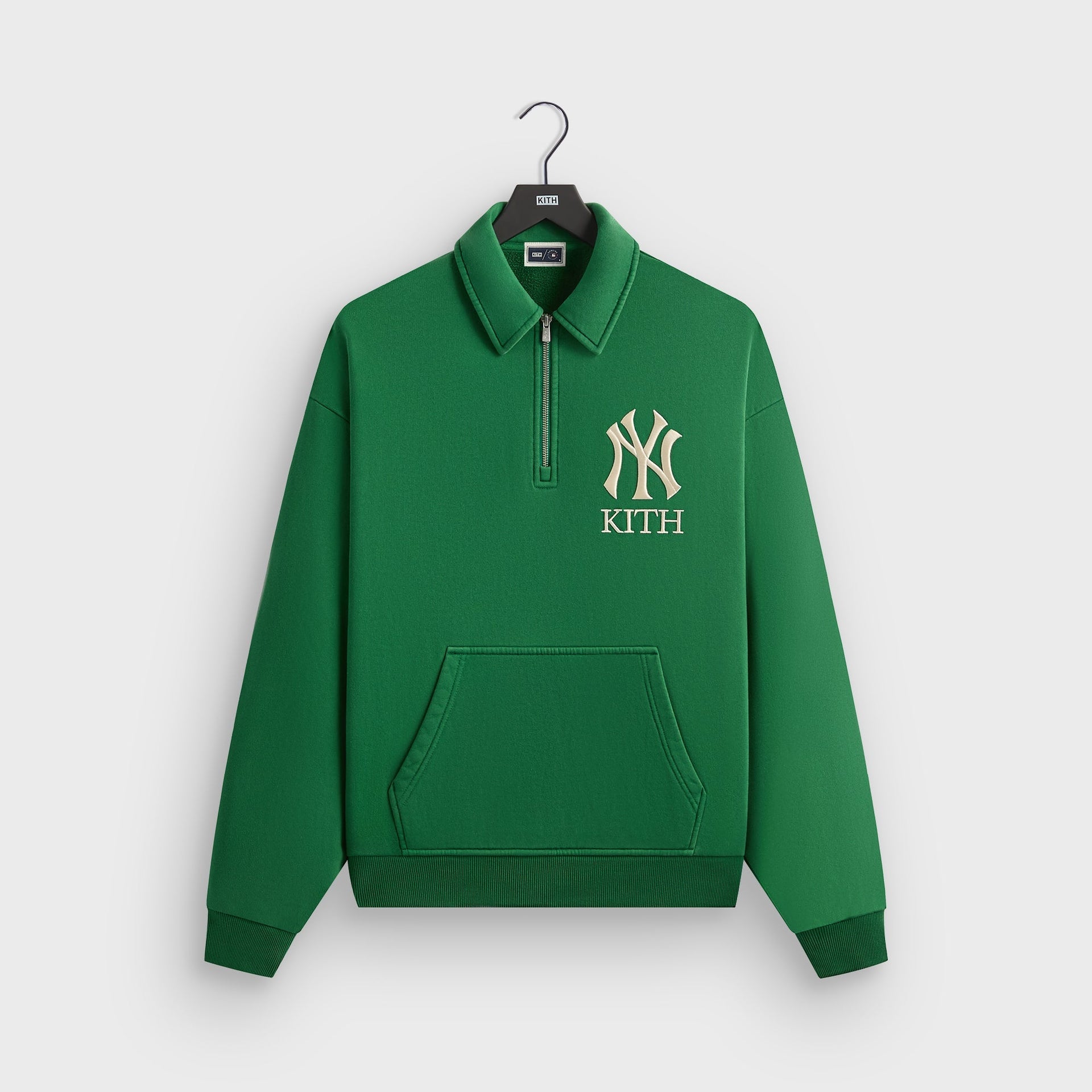 Kith for the New York Yankees Quarter Zip Popover Sweatshirt - Kelly - PH