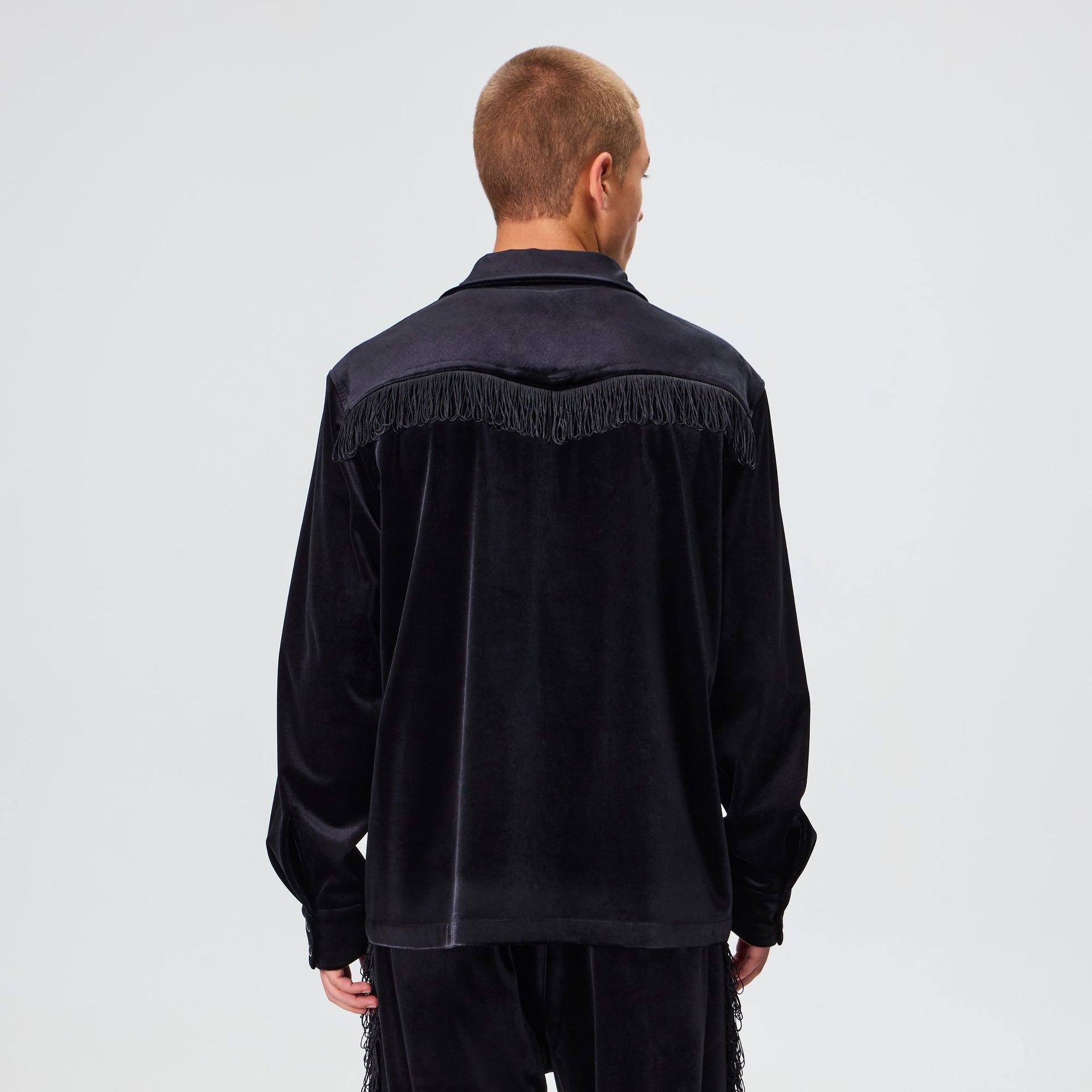 Kith for Needles Ren Fringe Camp Collar Shirt - Black - PH