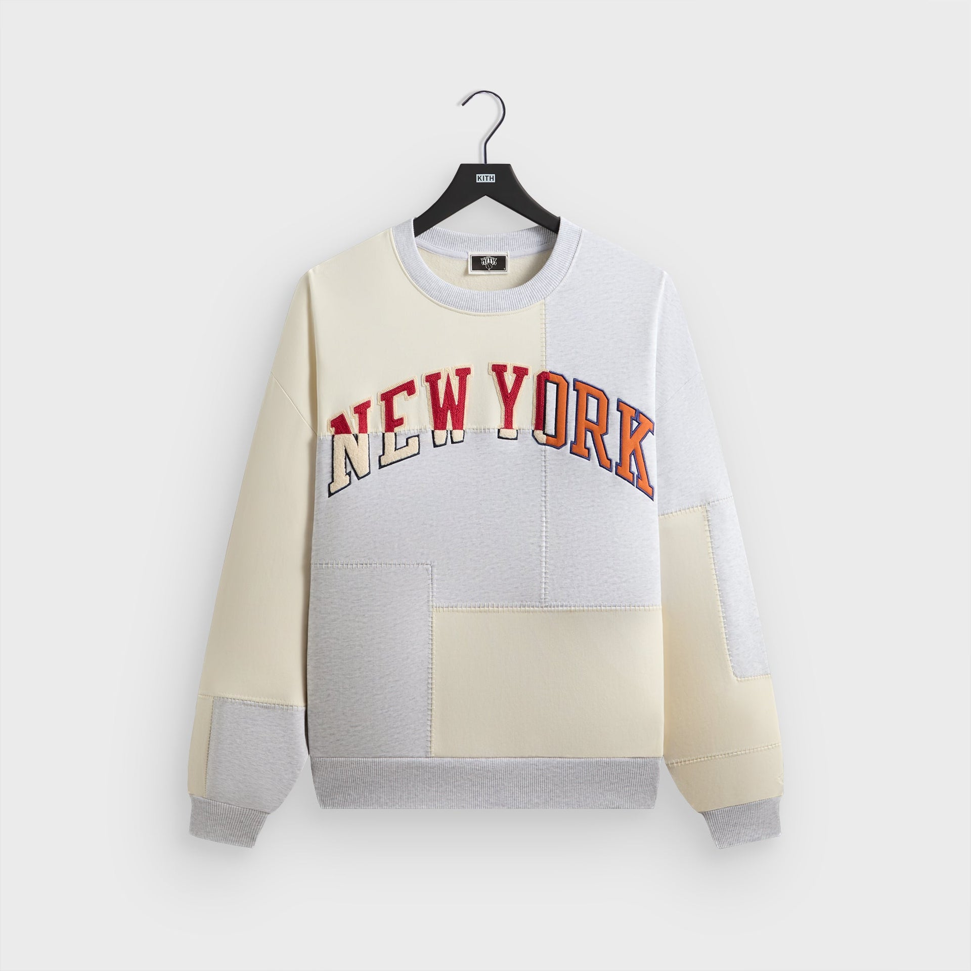Kith for the New York Knicks Patchwork Fleece Crewneck Sweatshirt - Light Heather Grey