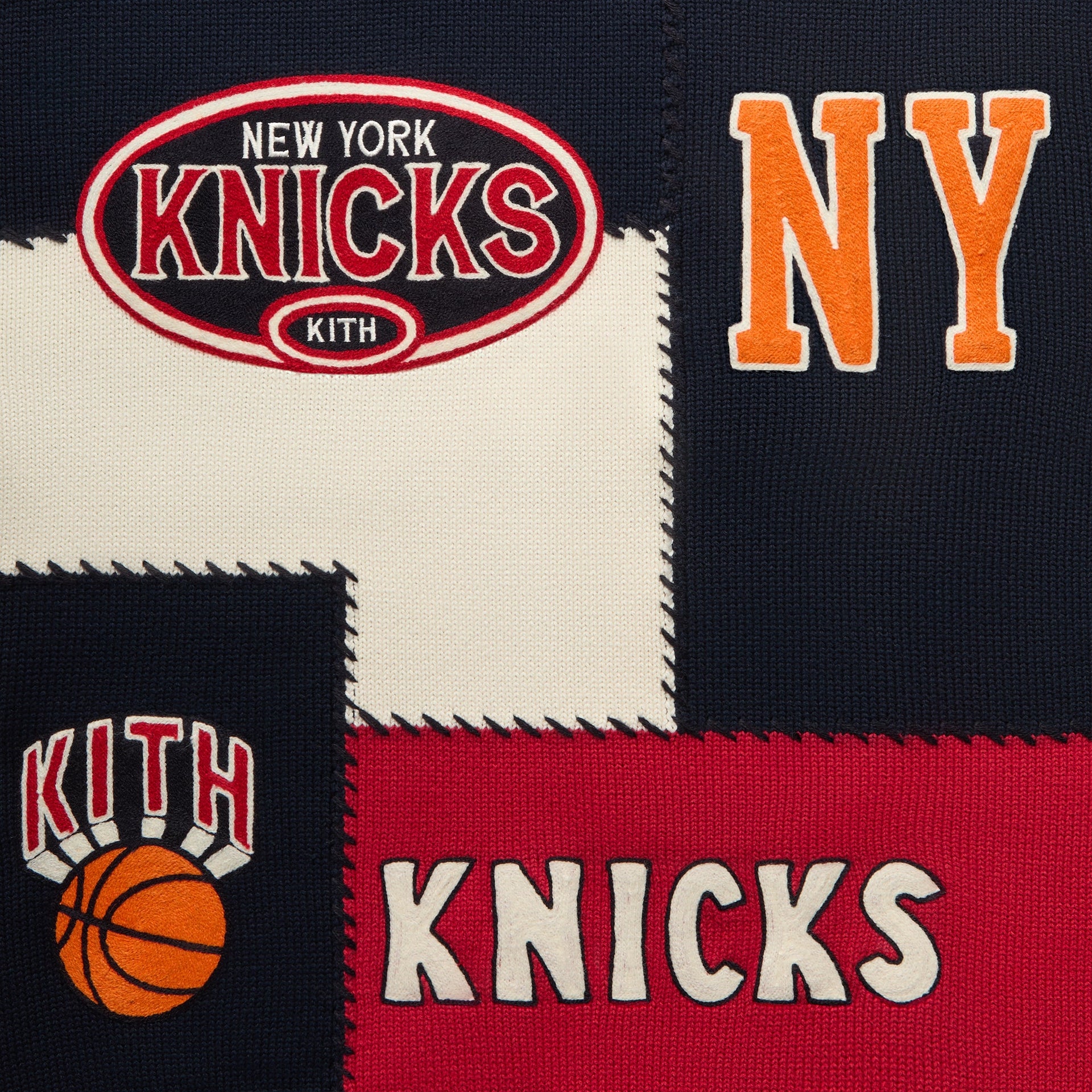 Kith for the New York Knicks Patchwork Crewneck Sweater - Nocturnal