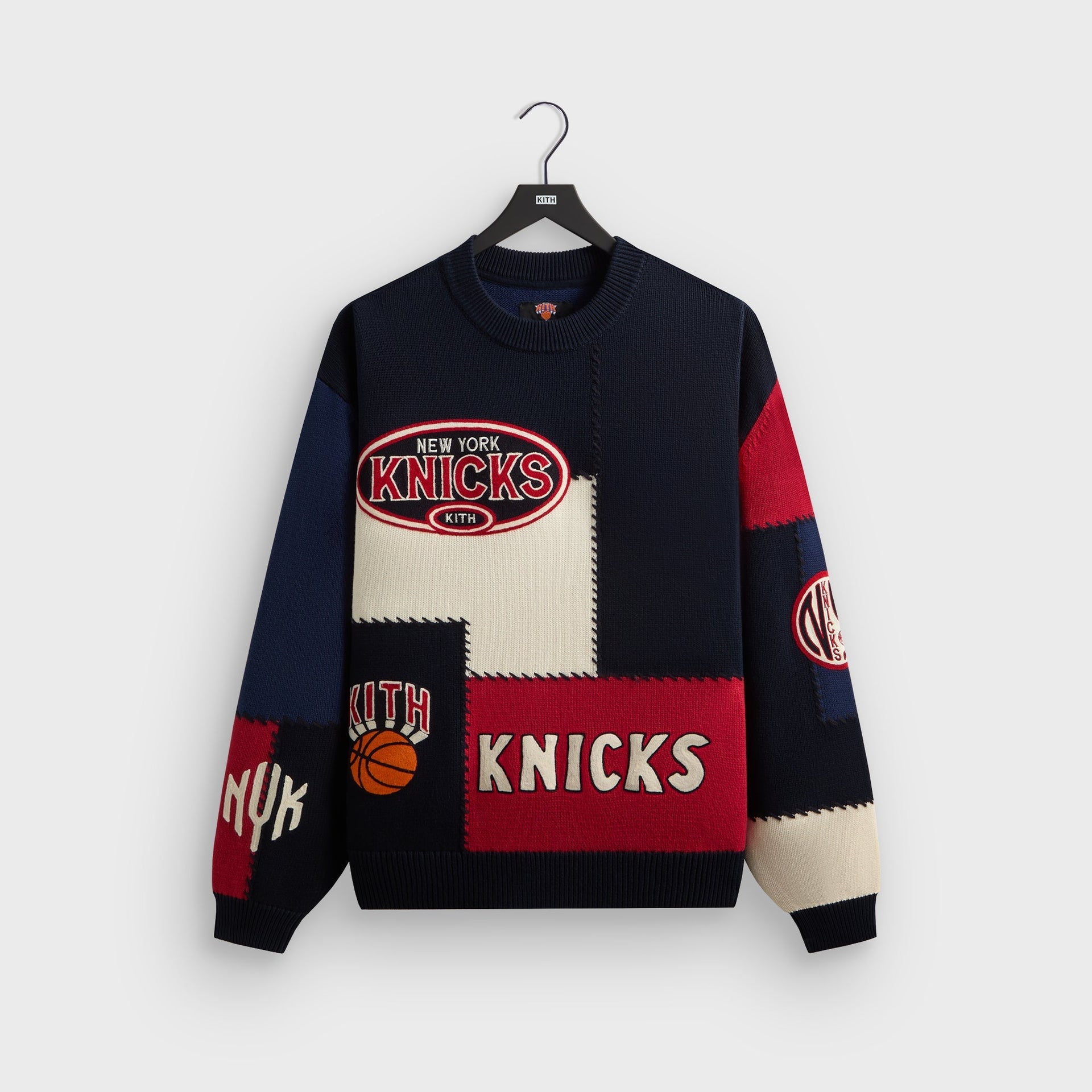 Kith for the New York Knicks Patchwork Crewneck Sweater - Nocturnal - PH