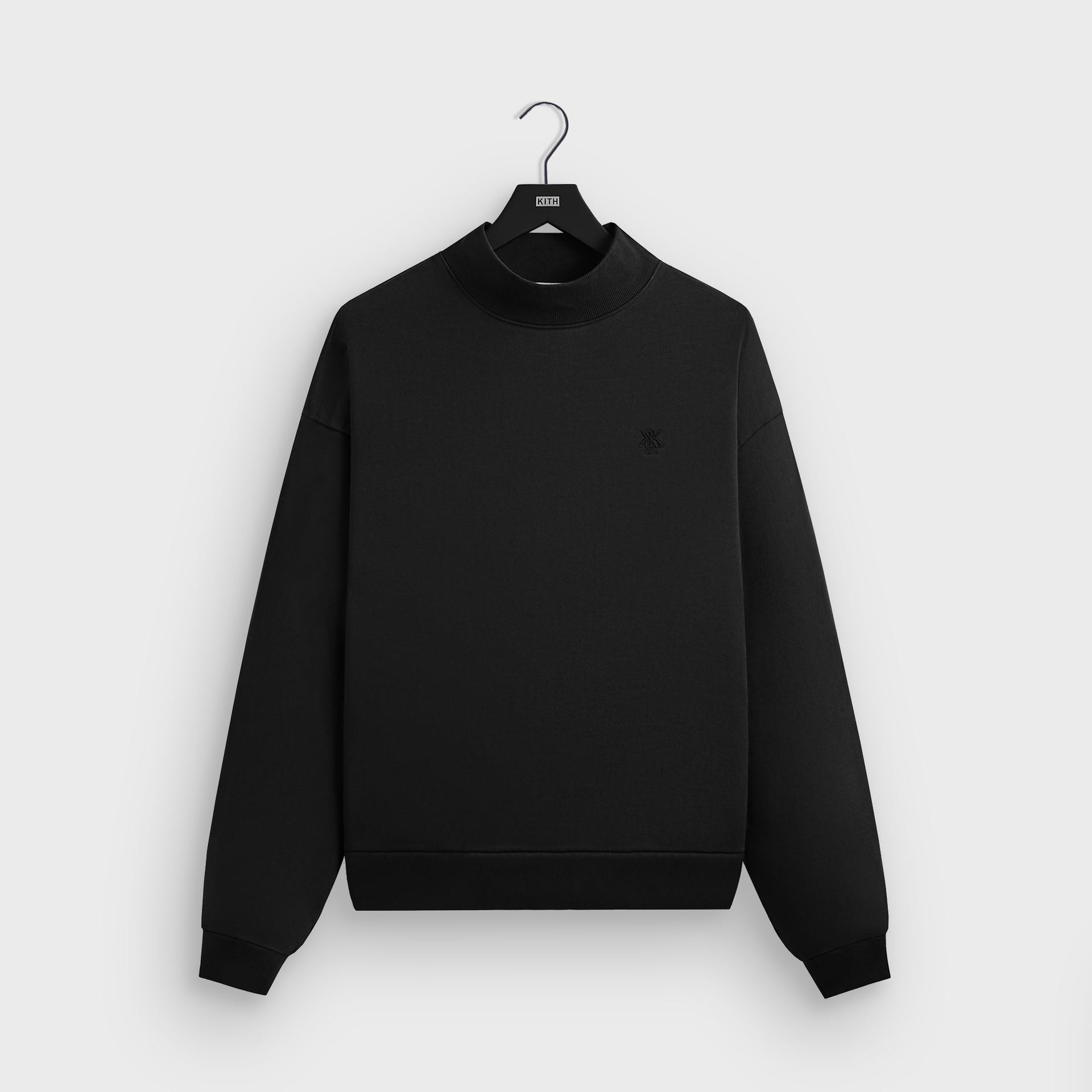 Kith Garment Dyed Fleece Mockneck Sweatshirt - Black - PH