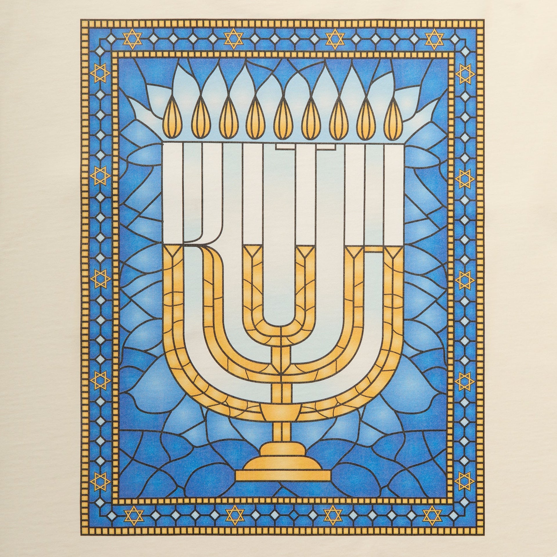 Kith Hanukkah Stained Glass Long Sleeve Pocket Tee - Sandrift