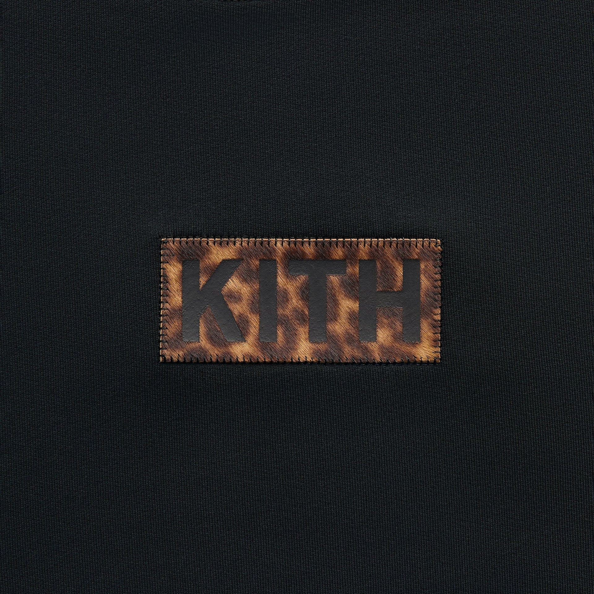 Kith Classic Logo Leopard Applique Nelson Crewneck - Black - PH
