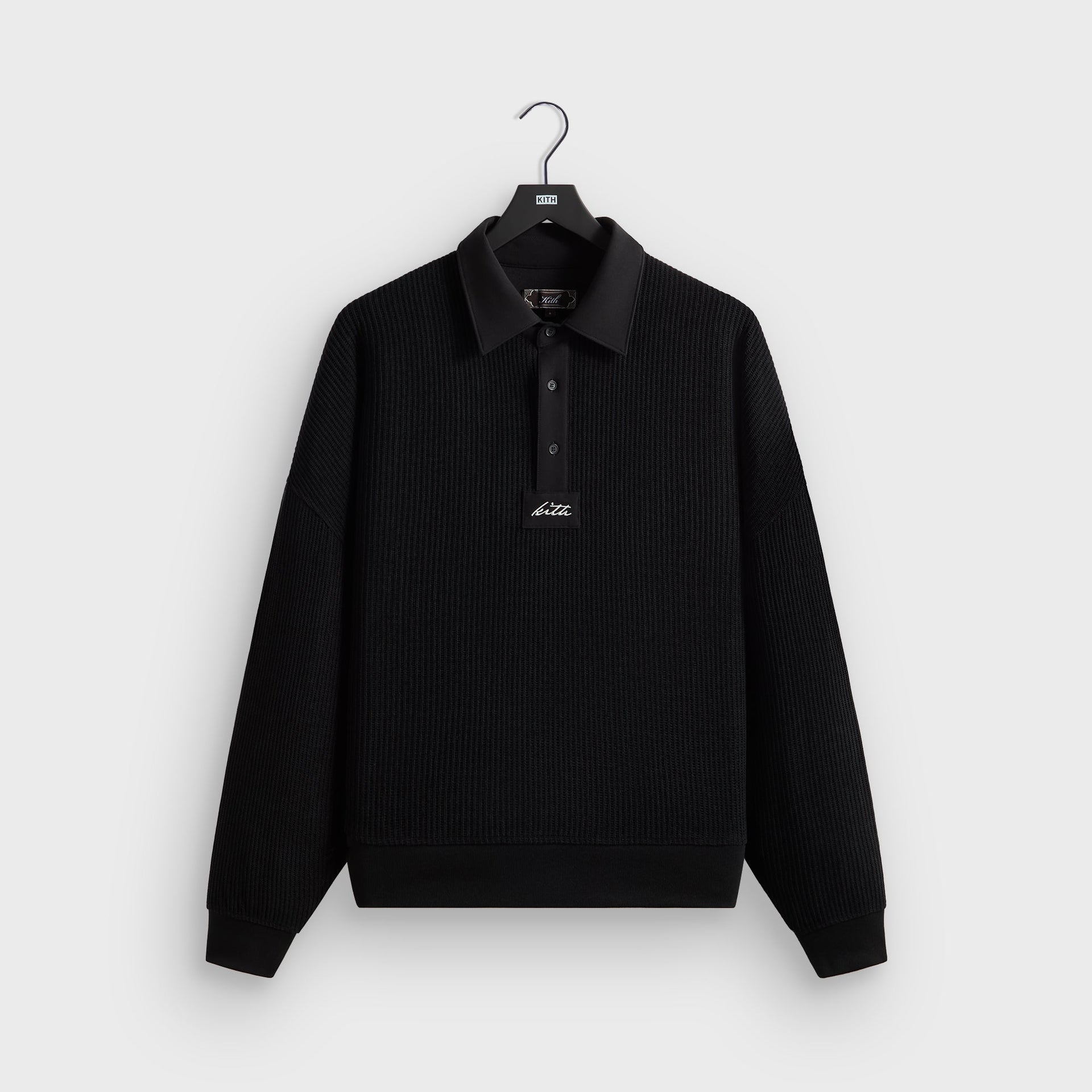 Kith Rib Stitch Ronin Henley Sweater - Black - PH