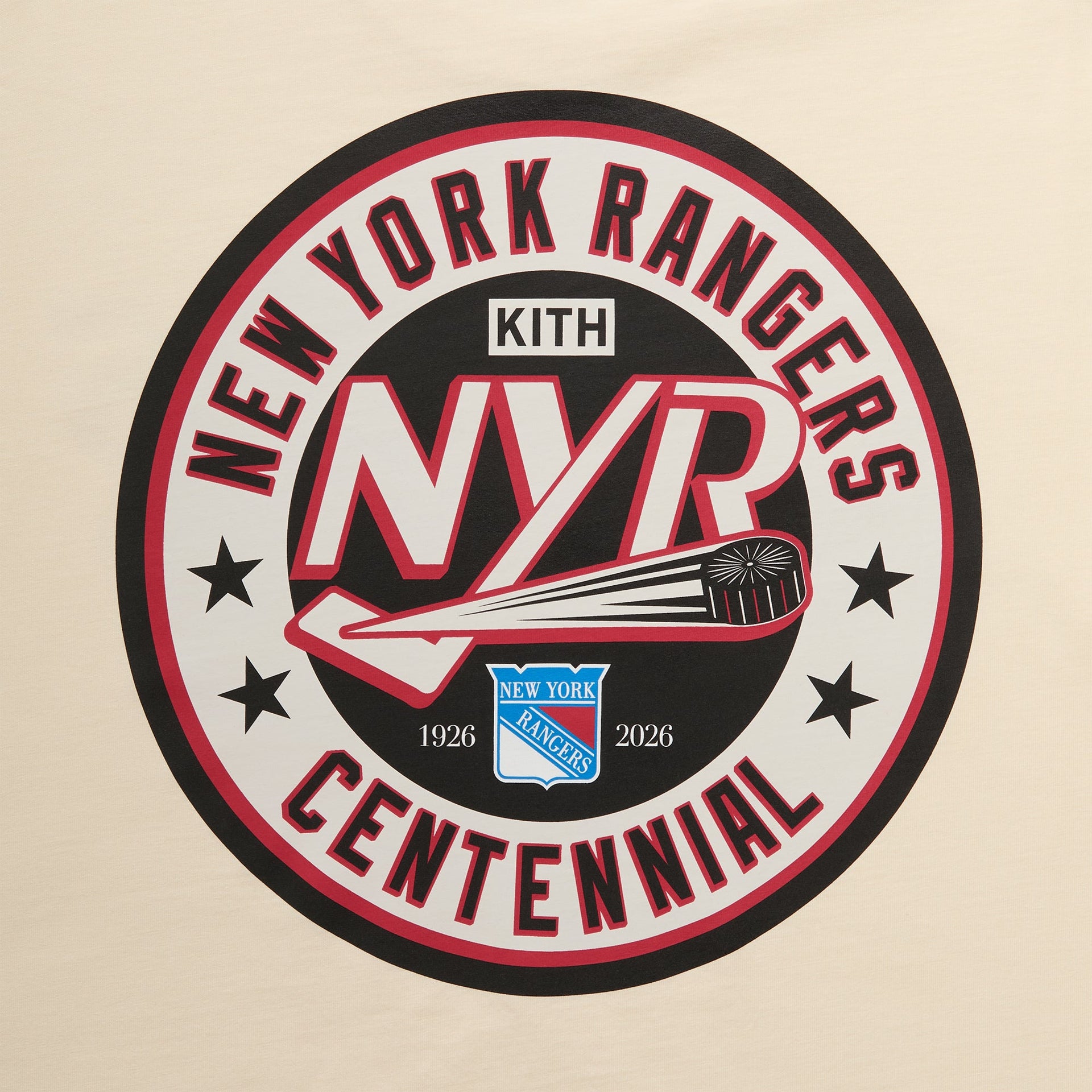 Kith for the New York Rangers Madison Square Garden Puck Vintage Tee - Sandrift