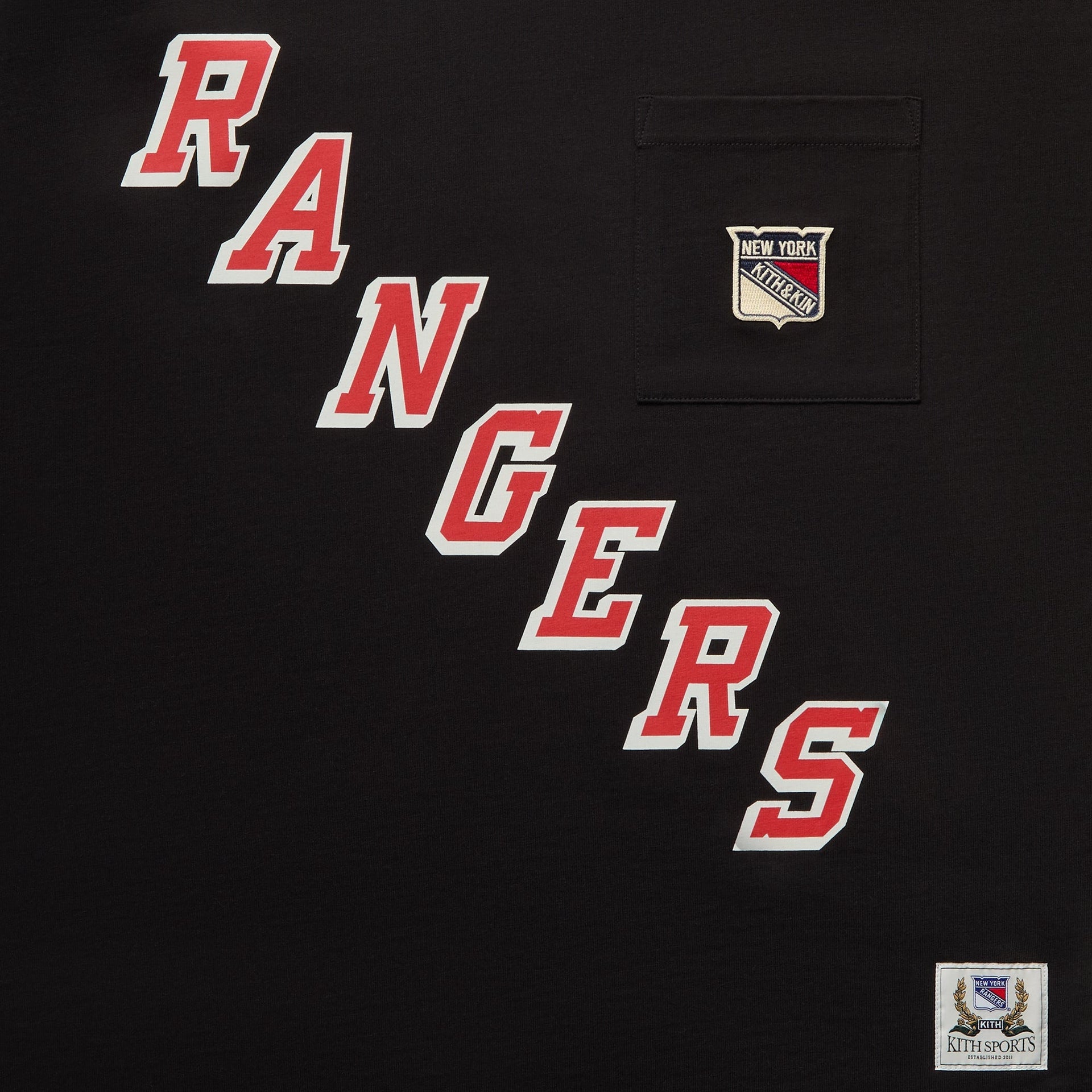 Kith for the New York Rangers Retro Vintage Long Sleeve Quinn Tee - Black - PH