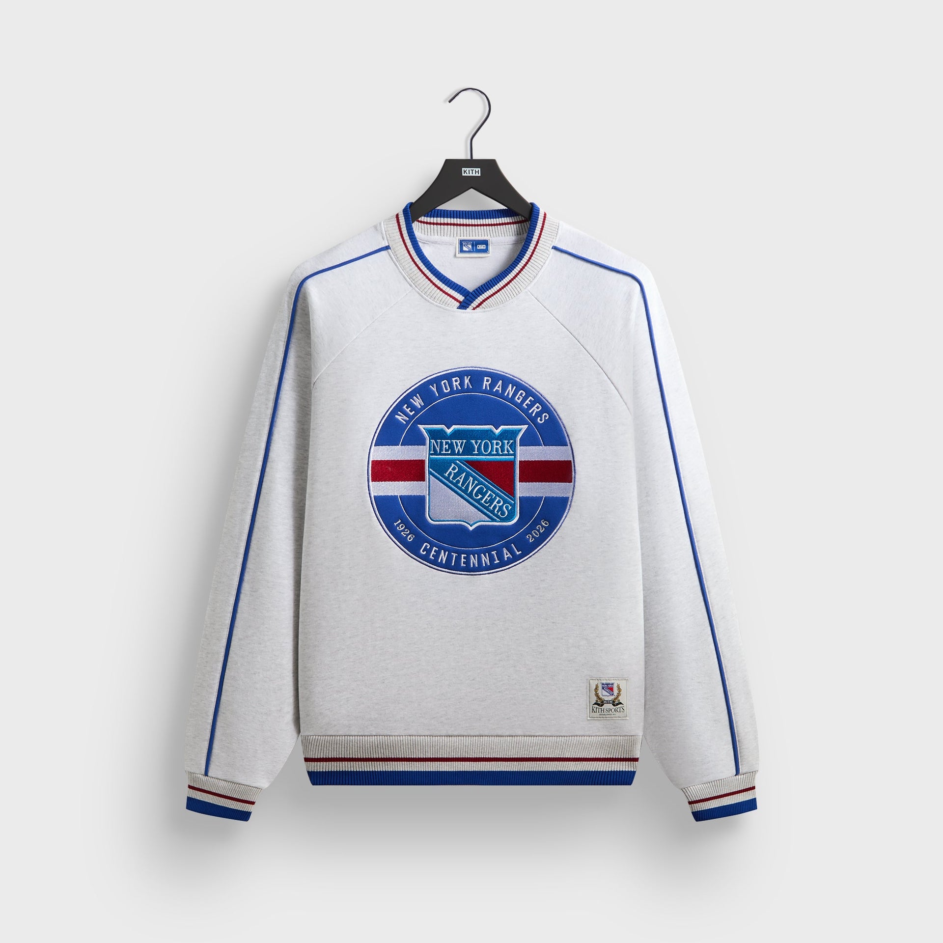 Kith for the New York Rangers Centennial Nelson Crewneck - Light Heather Grey