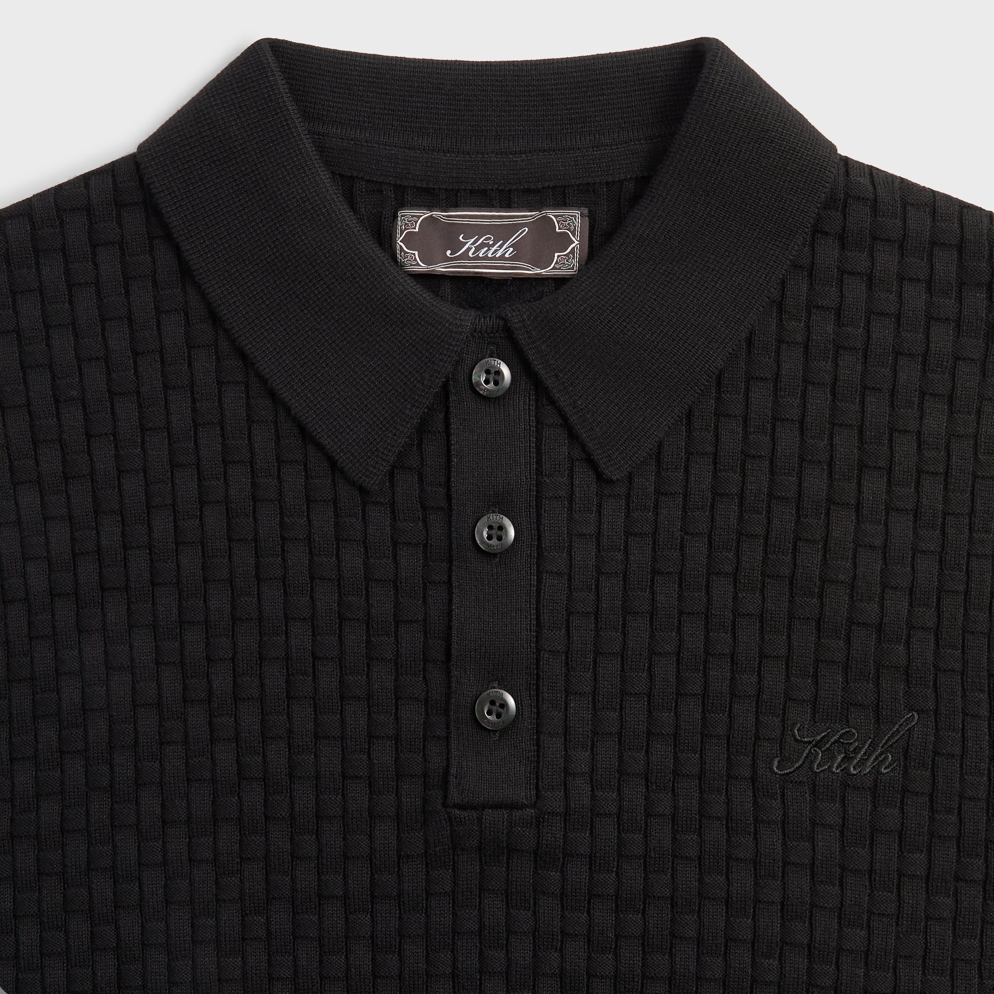 KITH TILDEN POLO ニットポロ Kith Basket Weave Tilden Polo - Black