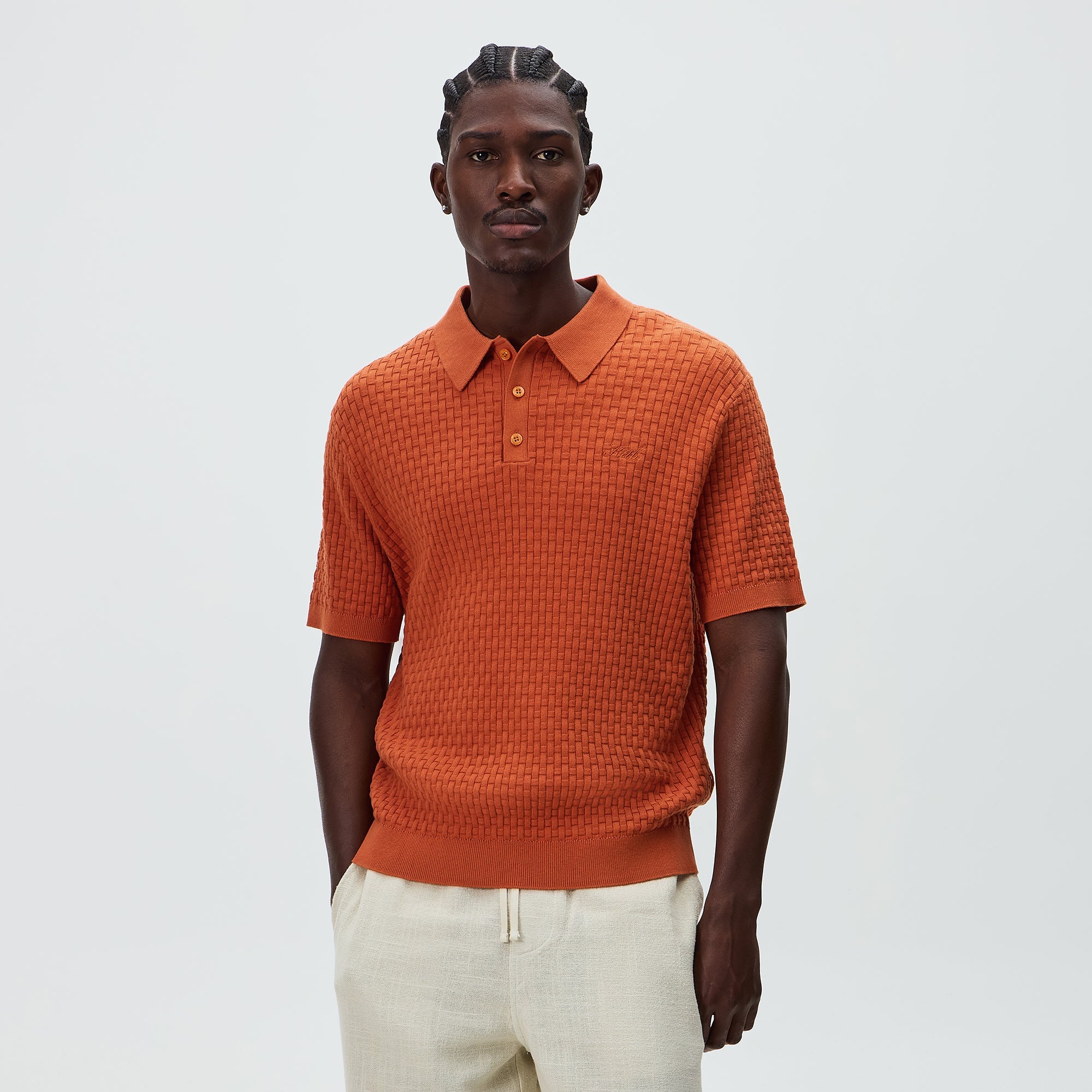 Kith Basket Weave Tilden Polo - Clementine