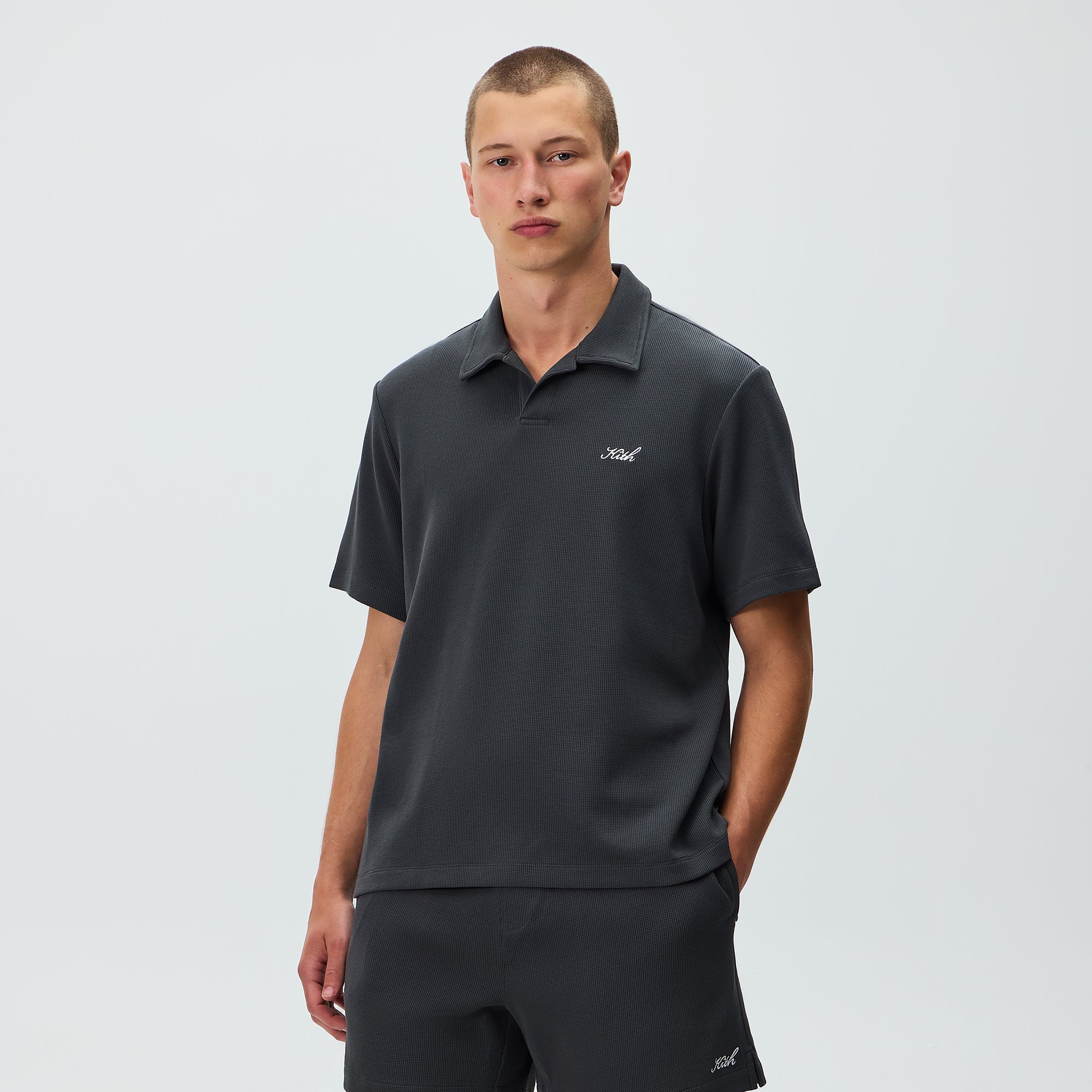 Kith Micro Waffle Drew Polo - Carbon - PH