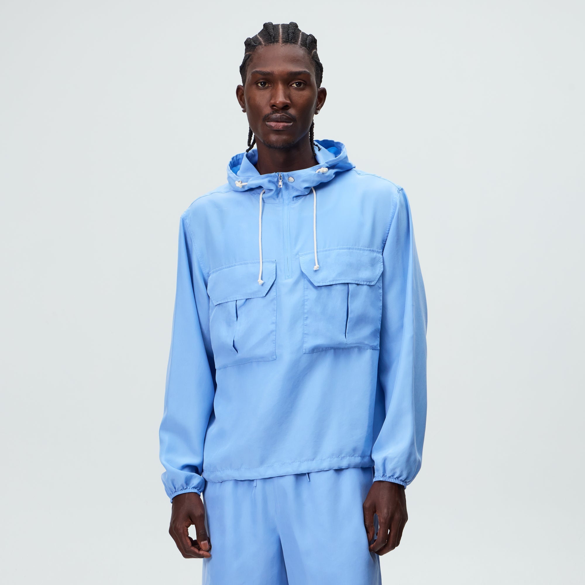 &Kin Washed Silk Habotai Quarter Zip Raj Jacket - Millstream – Kith