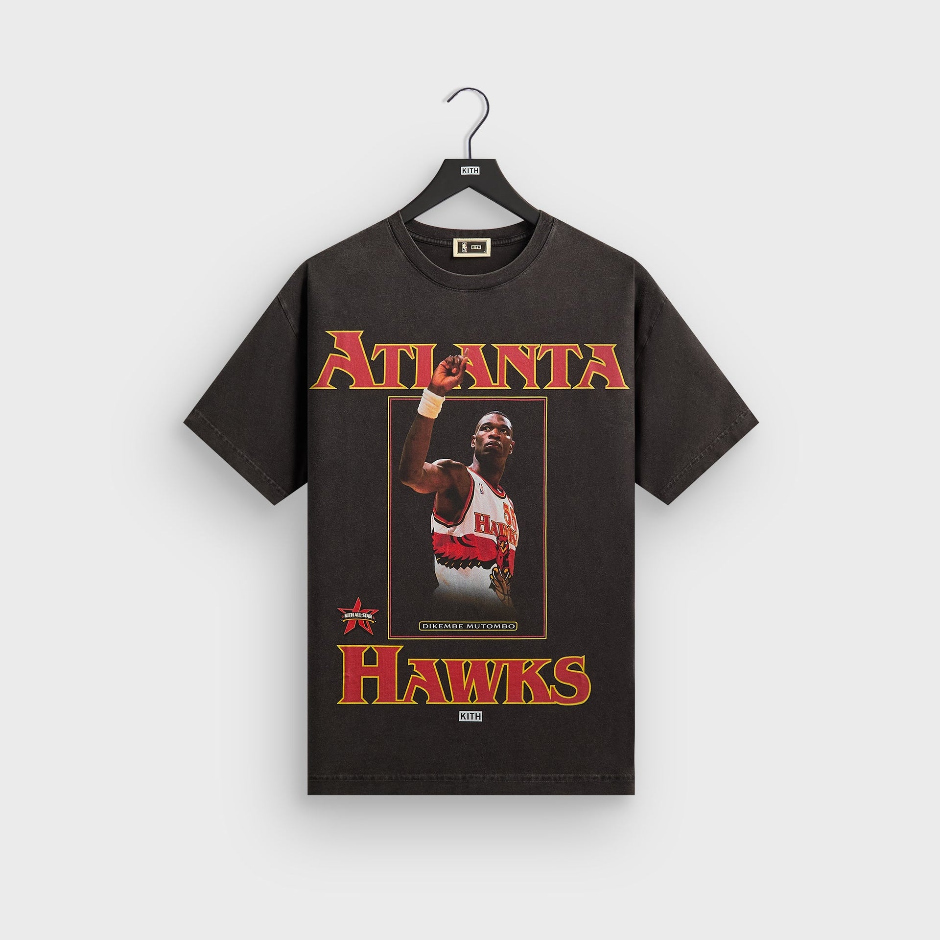 Kith for NBA All-Star Atlanta Hawks Dikembe Mutombo Vintage Tee - Black