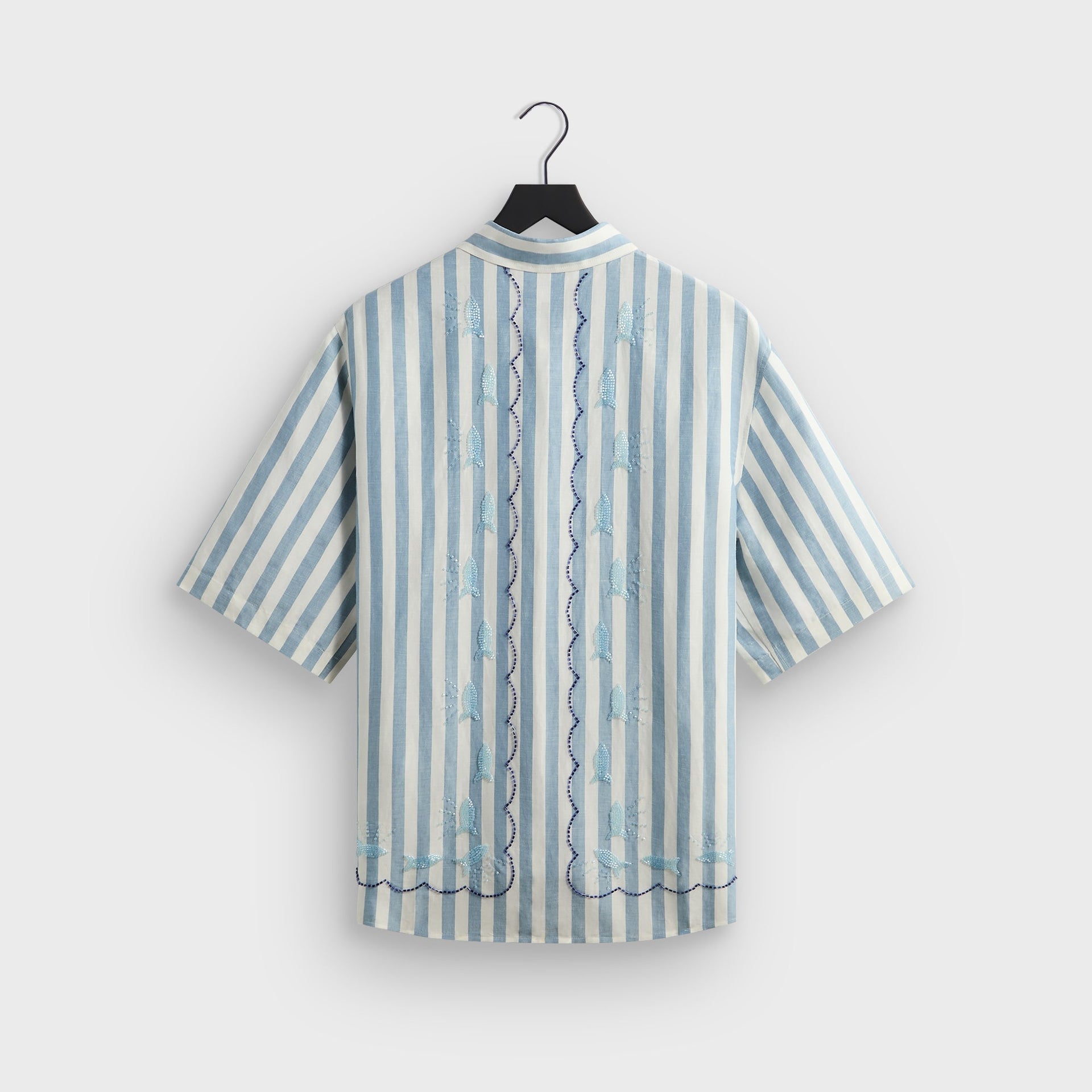 Kith Spun Silk Linen Stripe Paxton Buttondown - Light Indigo