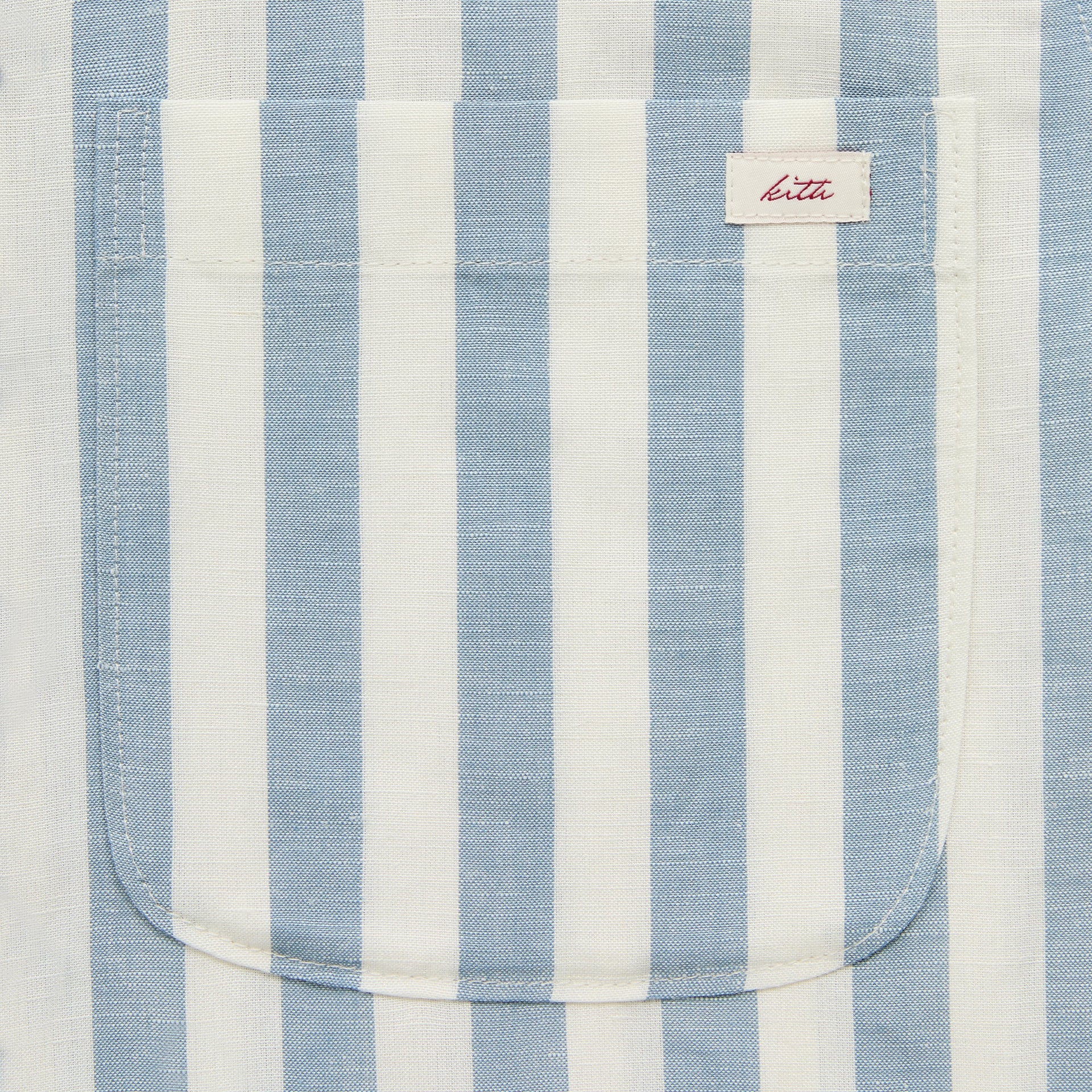 Kith Spun Silk Linen Stripe Paxton Buttondown - Light Indigo