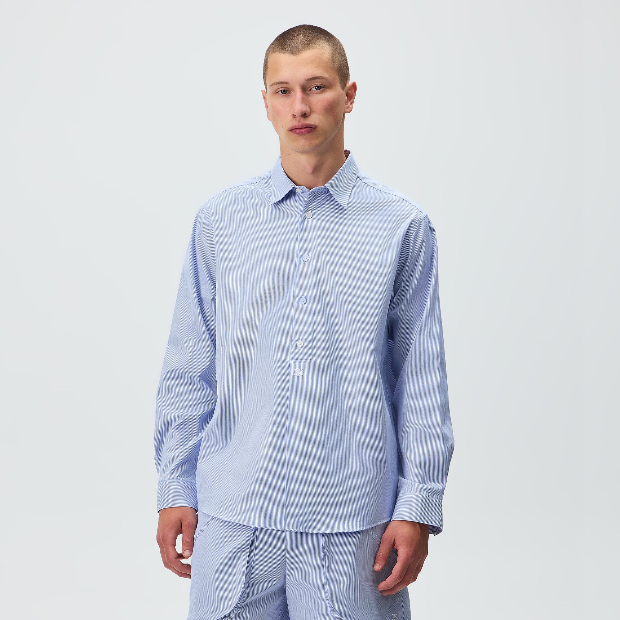 Kith Textured Microstripe Ian Popover Shirt - Marina