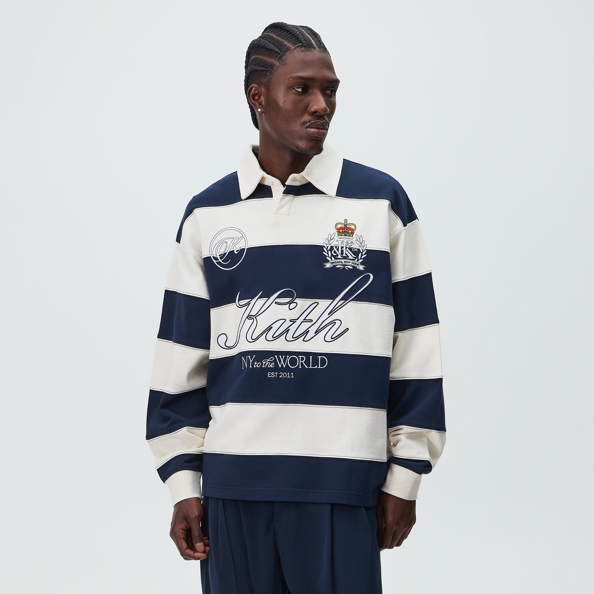 Kith Compact Fleece Striped Rugby - Nocturnal