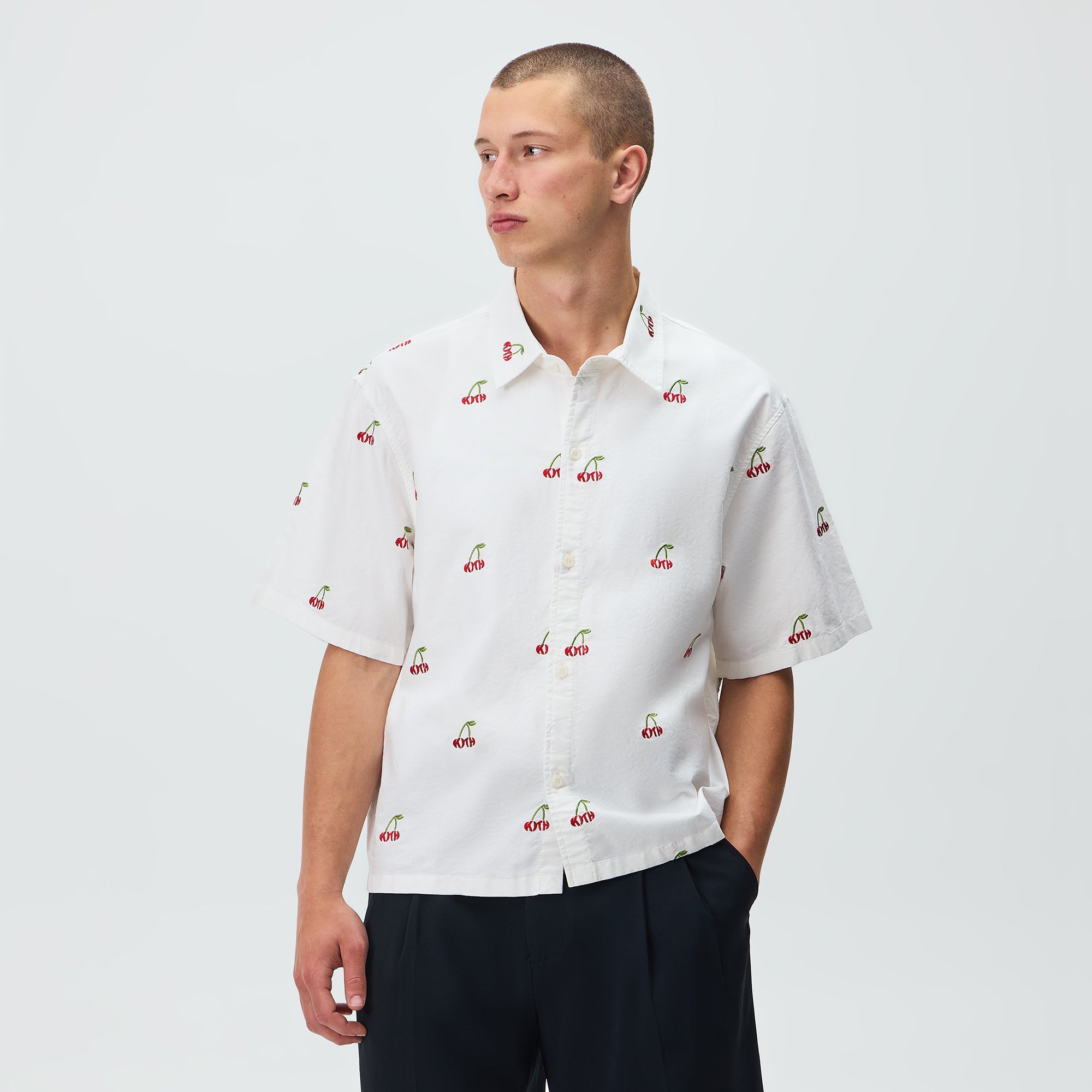 トップス KITH heavy oz cotton shirt de Kith Embroidered Cherry Oxford Cotton Harvey Shirt - Sandrift