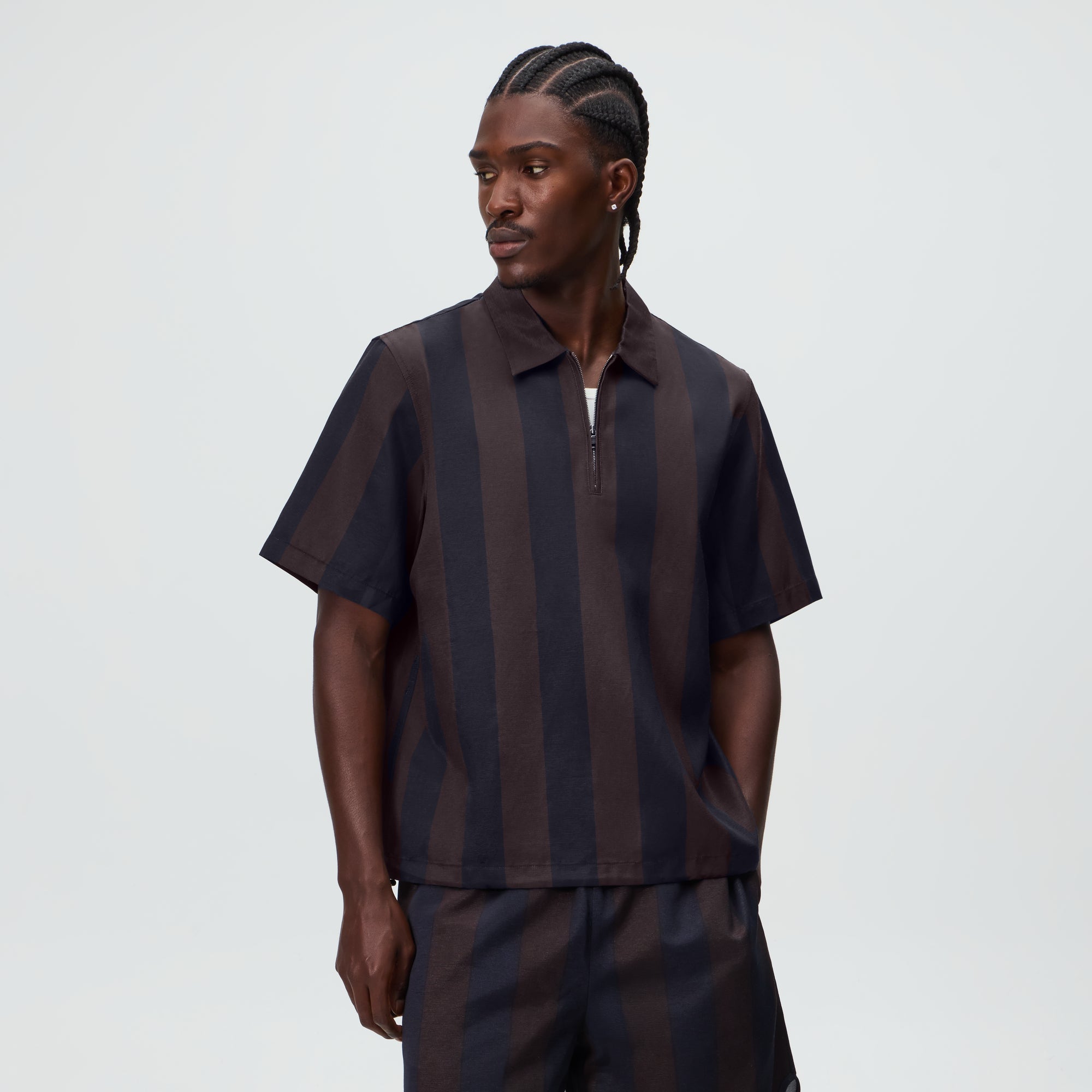&Kin Montis Quarter Zip Faille Shirt - Cosmos – Kith
