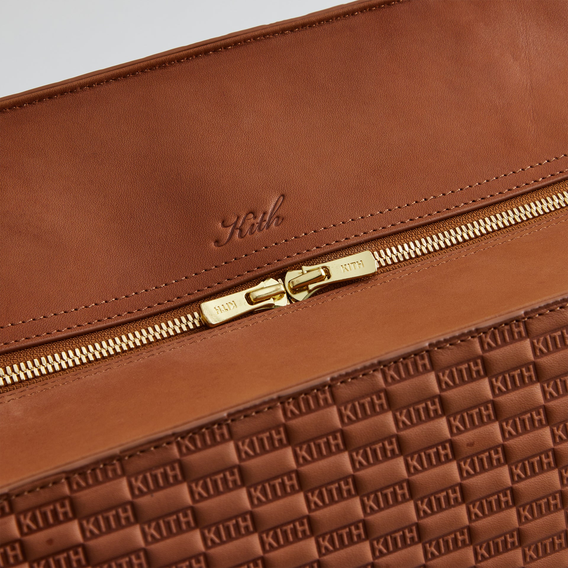 Kith Document Bag in Kith Monogram Deboss Leather - Parchment