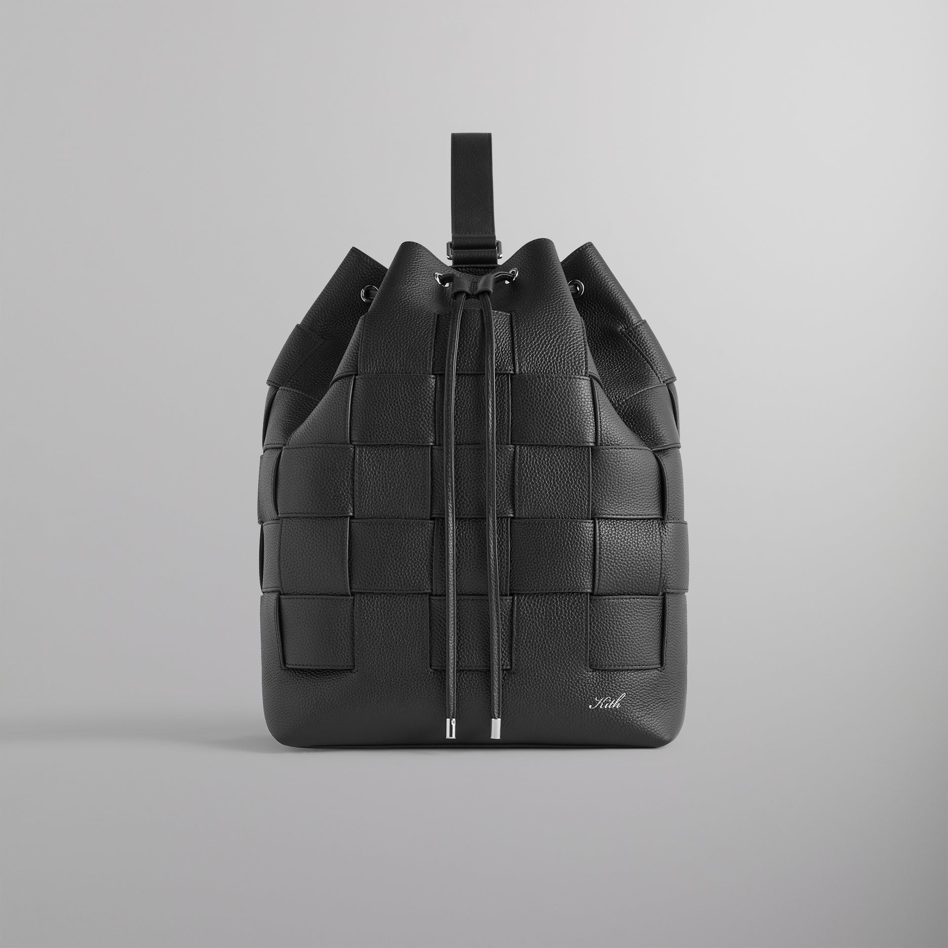 RvceShops Woven Leather Rucksack Black