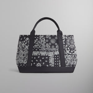 UrlfreezeShops Paisley Flocked Nylon Tote Bag - Black