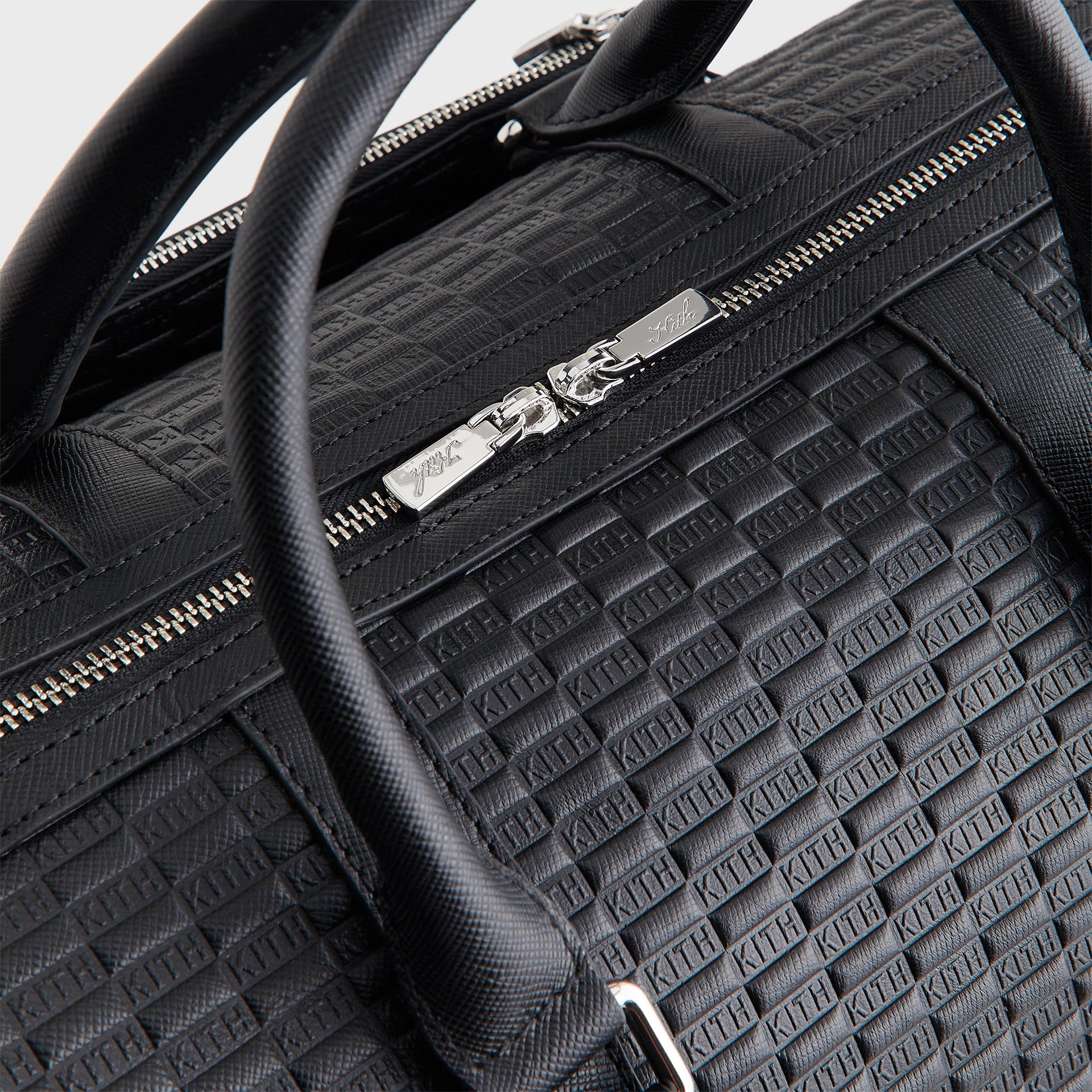 Kith Monogram Leather Explorer Traveler K40 Duffle Bag - Black