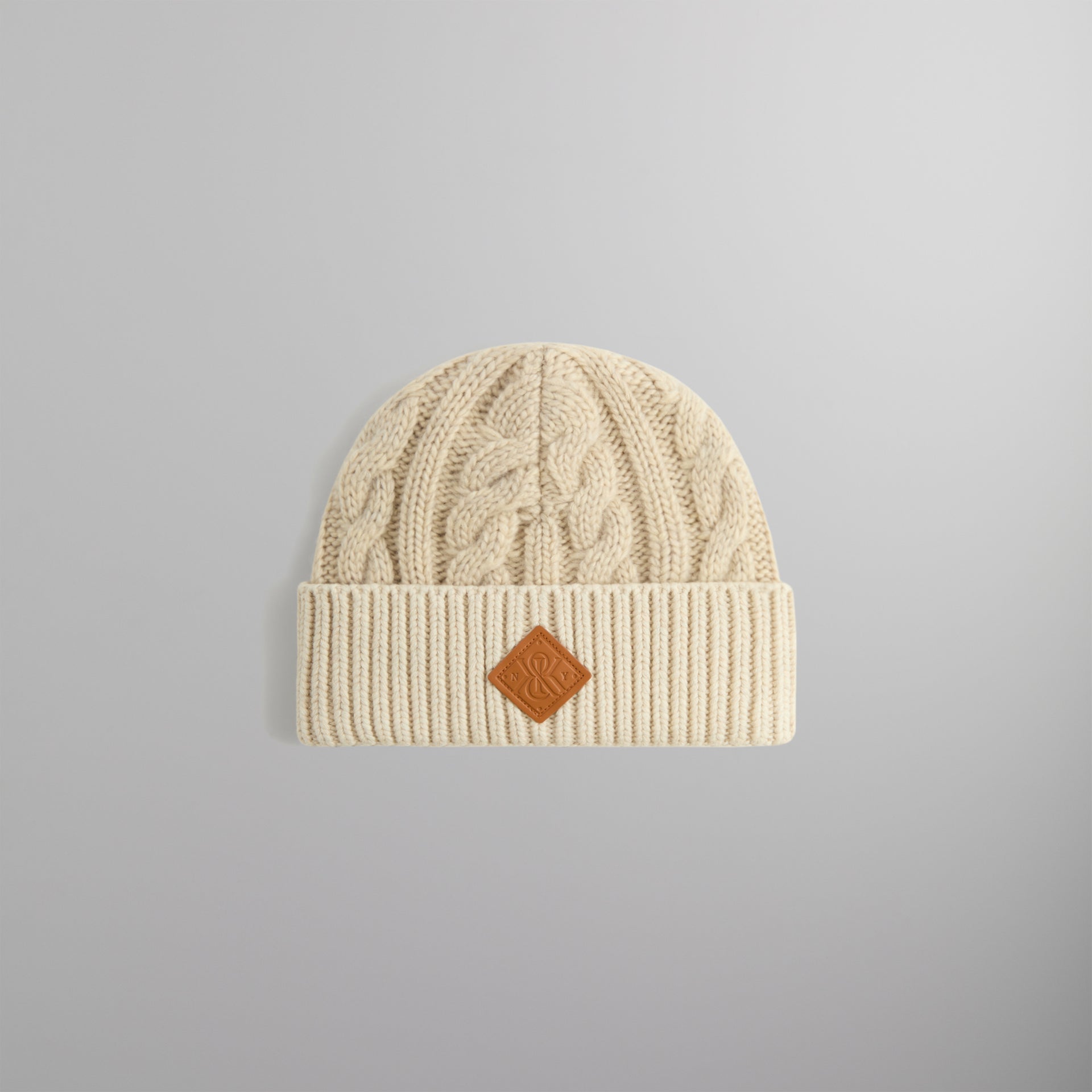 Kith Leather Crest Mia Beanie - Heather Oatmeal