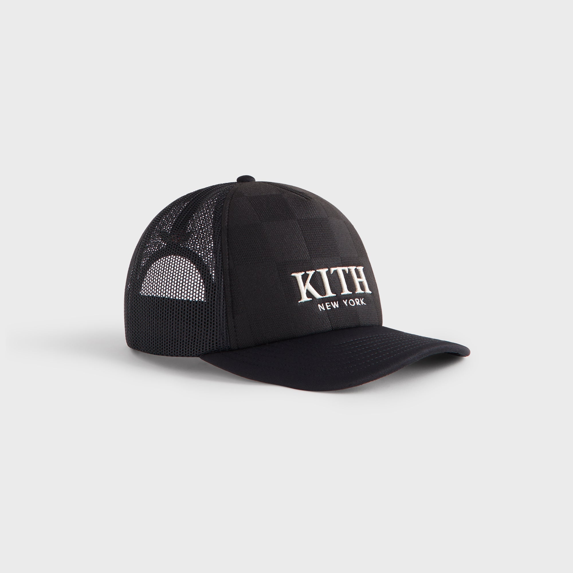 Kith Checkerboard Double Weave Nolan Trucker Hat - Black