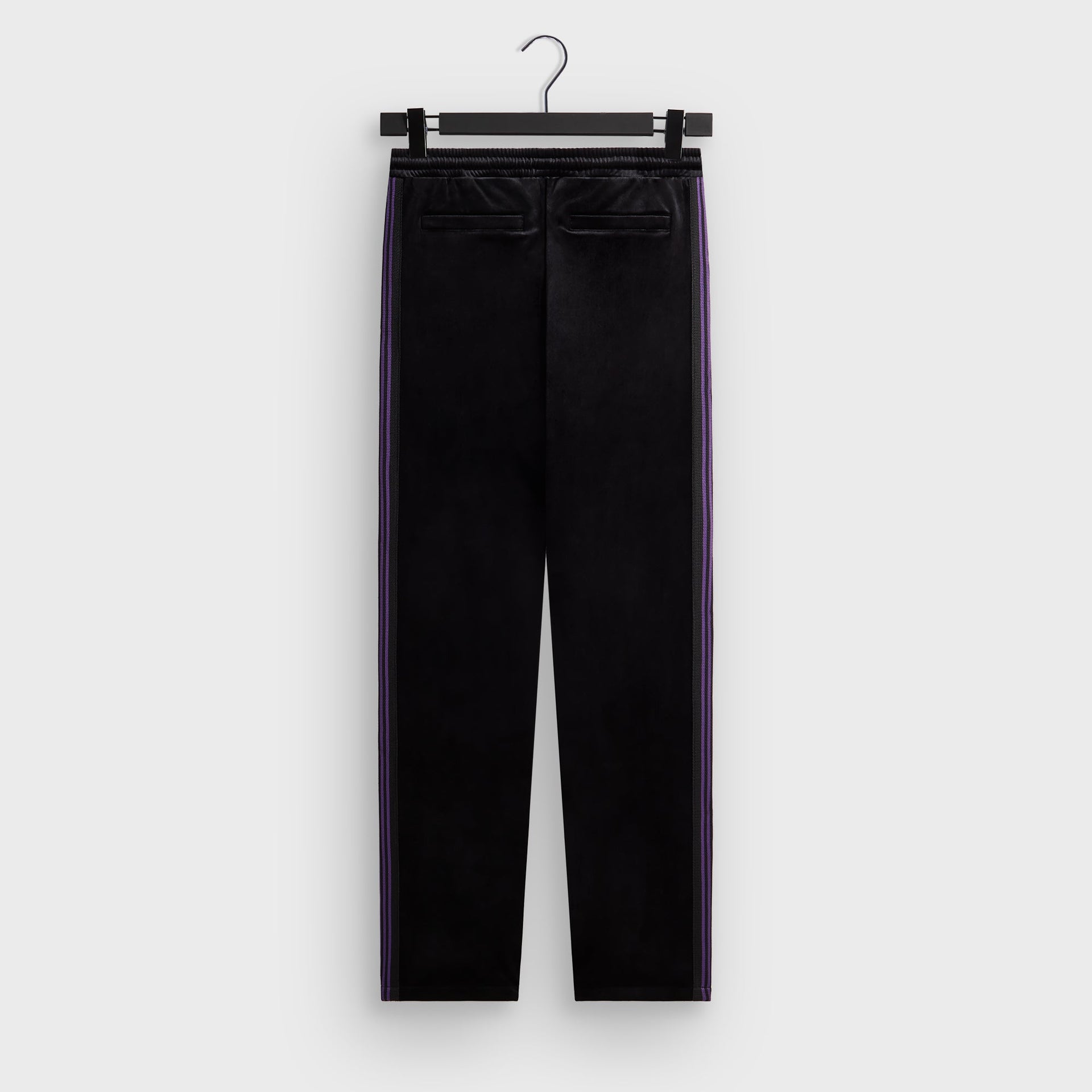 Kith for Needles Elias track pant in black velour, back flat lay
