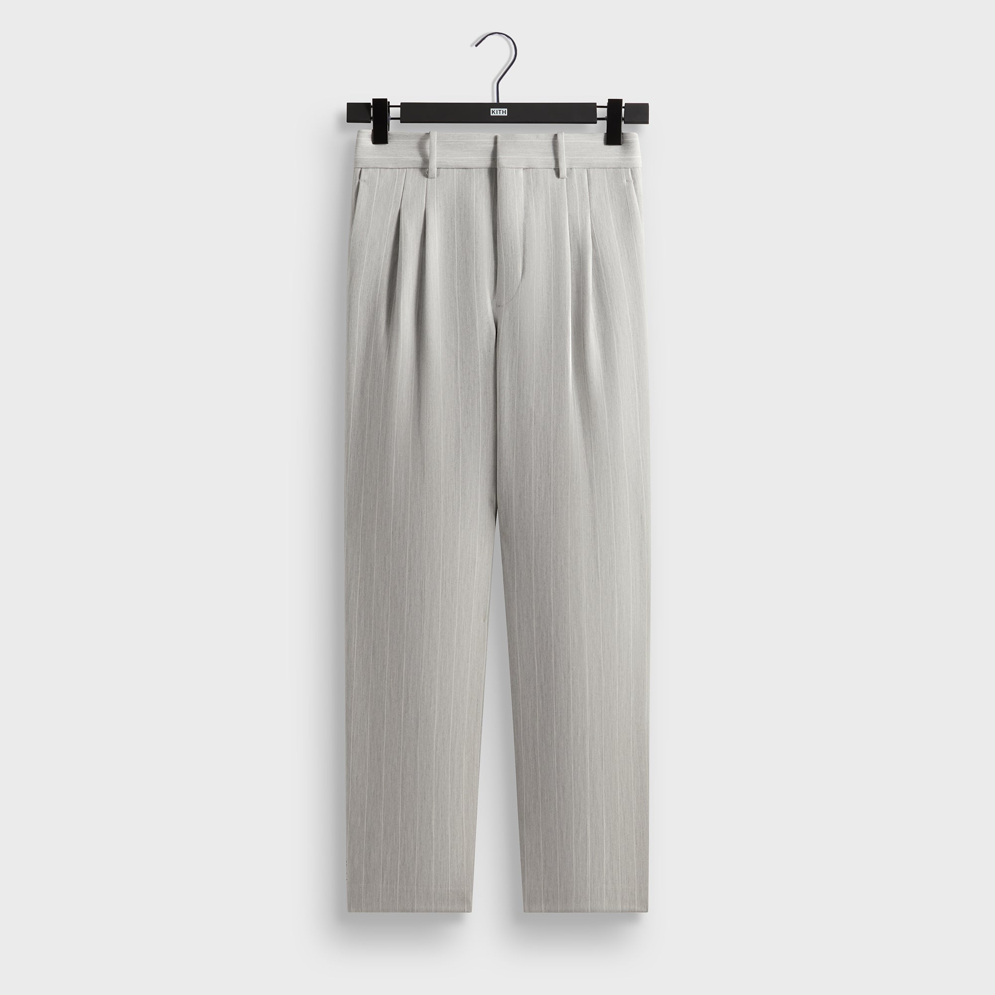 Kith Pinstripe Eli Pleated Trouser - Light Heather Grey – Kith Japan