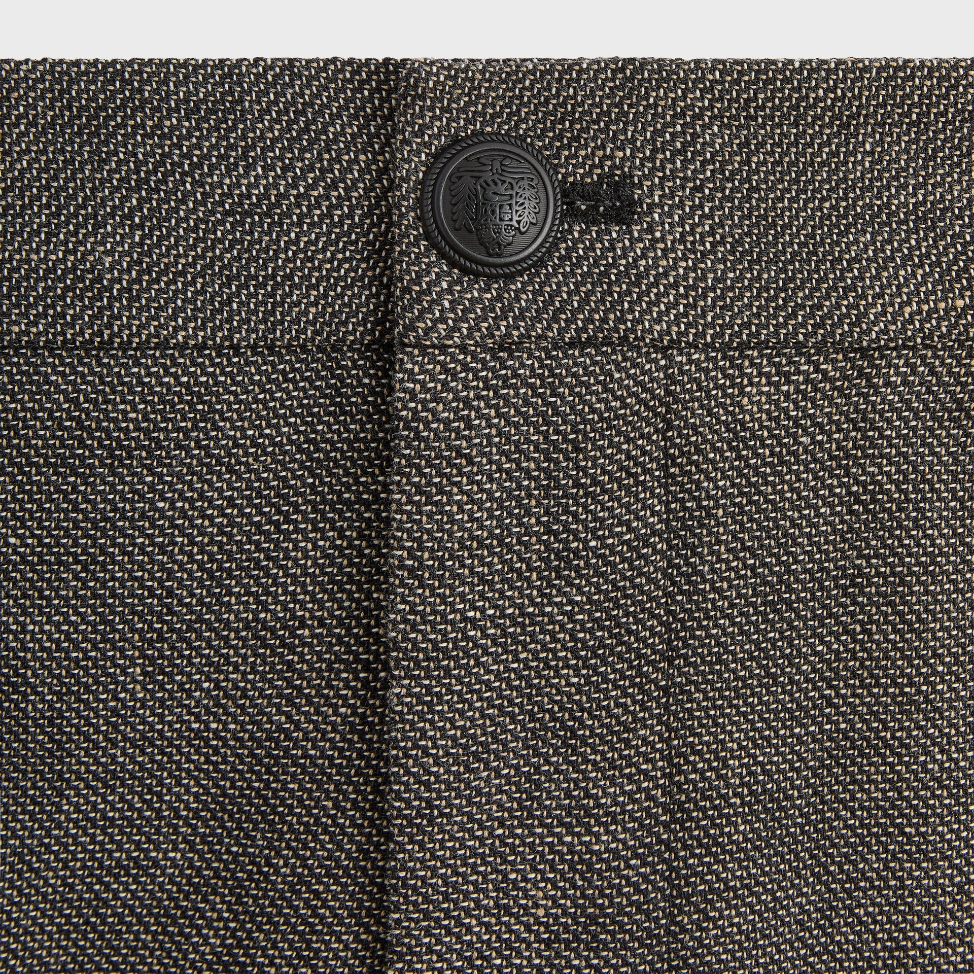 &Kin Textured Linen Flax Brynn Pleated Pant  - Black Melange