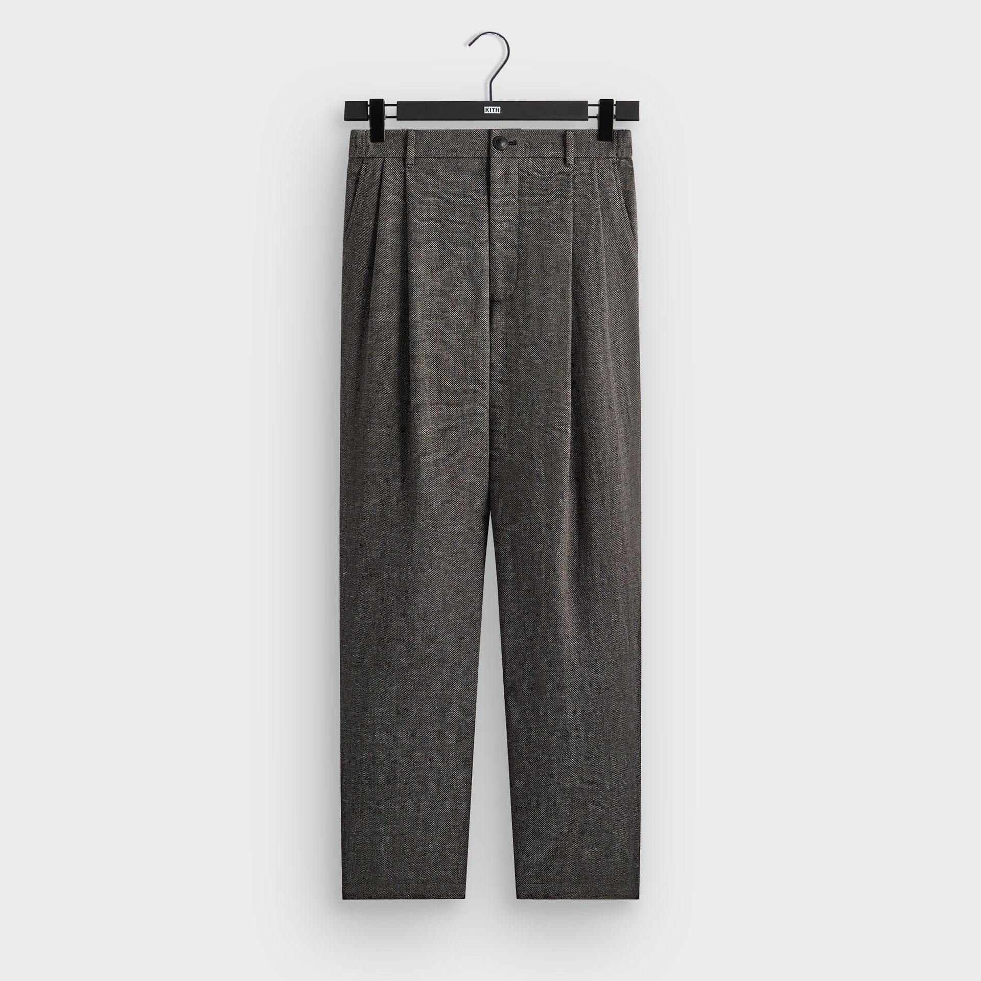 &Kin Textured Linen Flax Brynn Pleated Pant  - Black Melange - PH