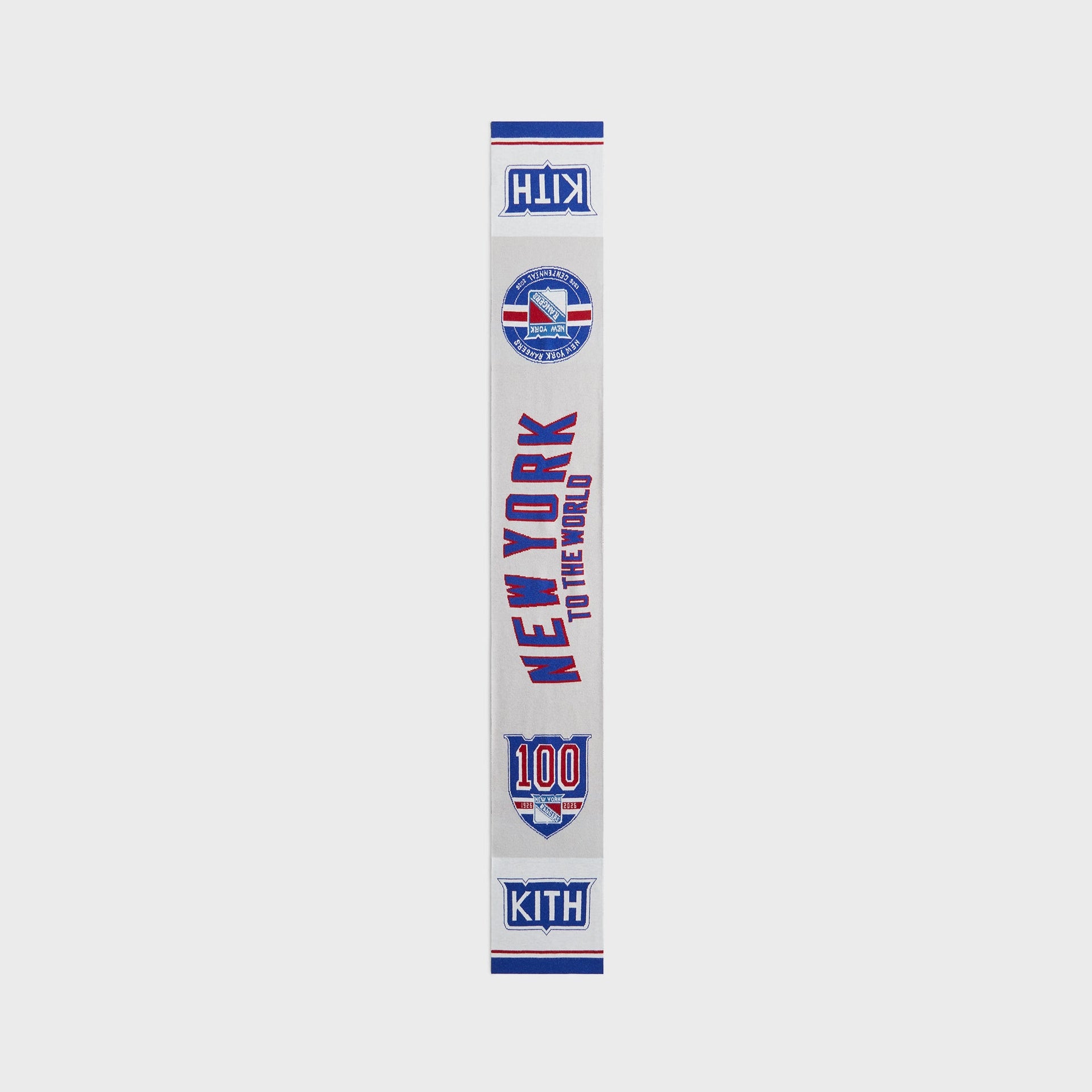 Kith for the New York Rangers Centennial Jacquard Knit Scarf - Light Heather Grey