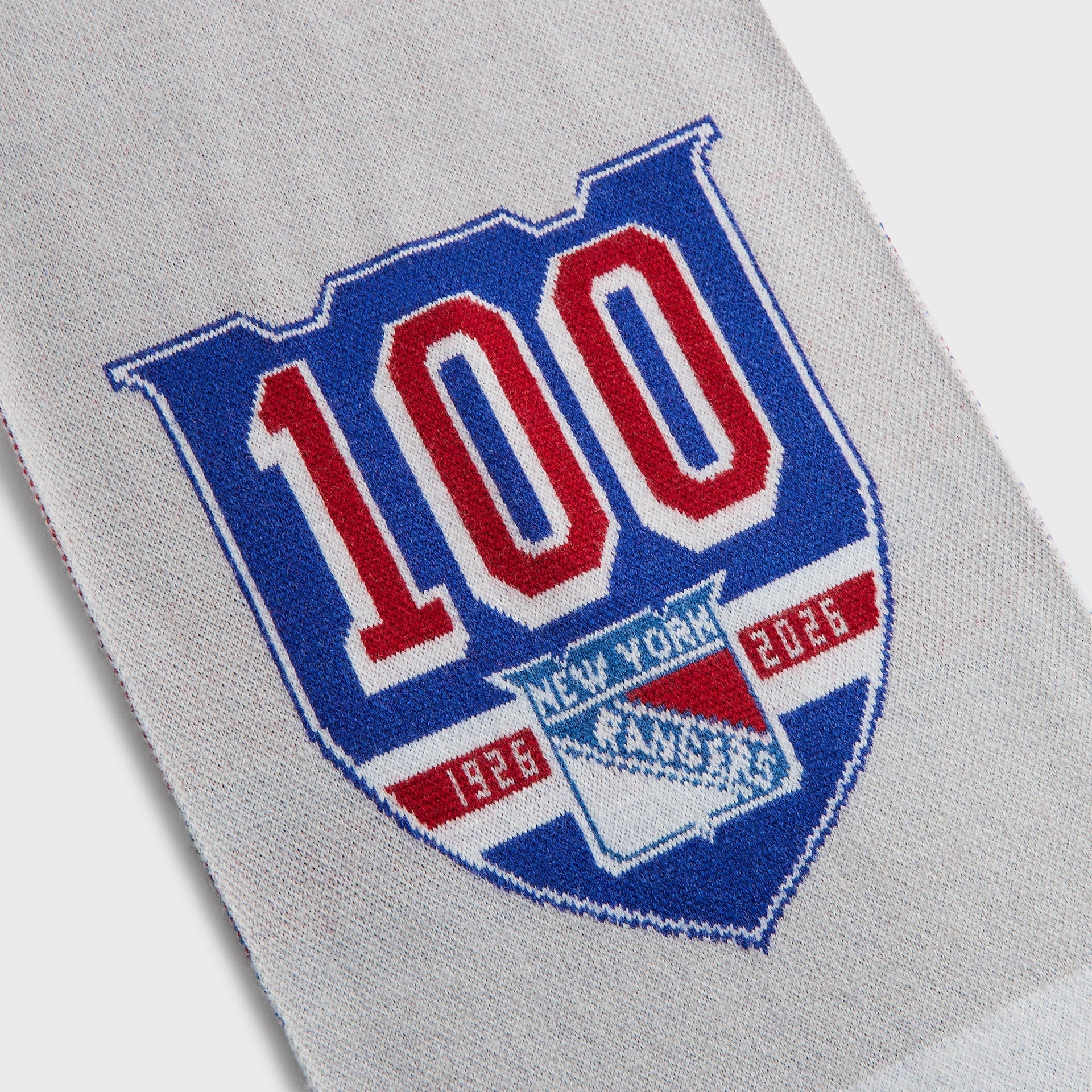 Kith for the New York Rangers Centennial Jacquard Knit Scarf - Light Heather Grey - PH