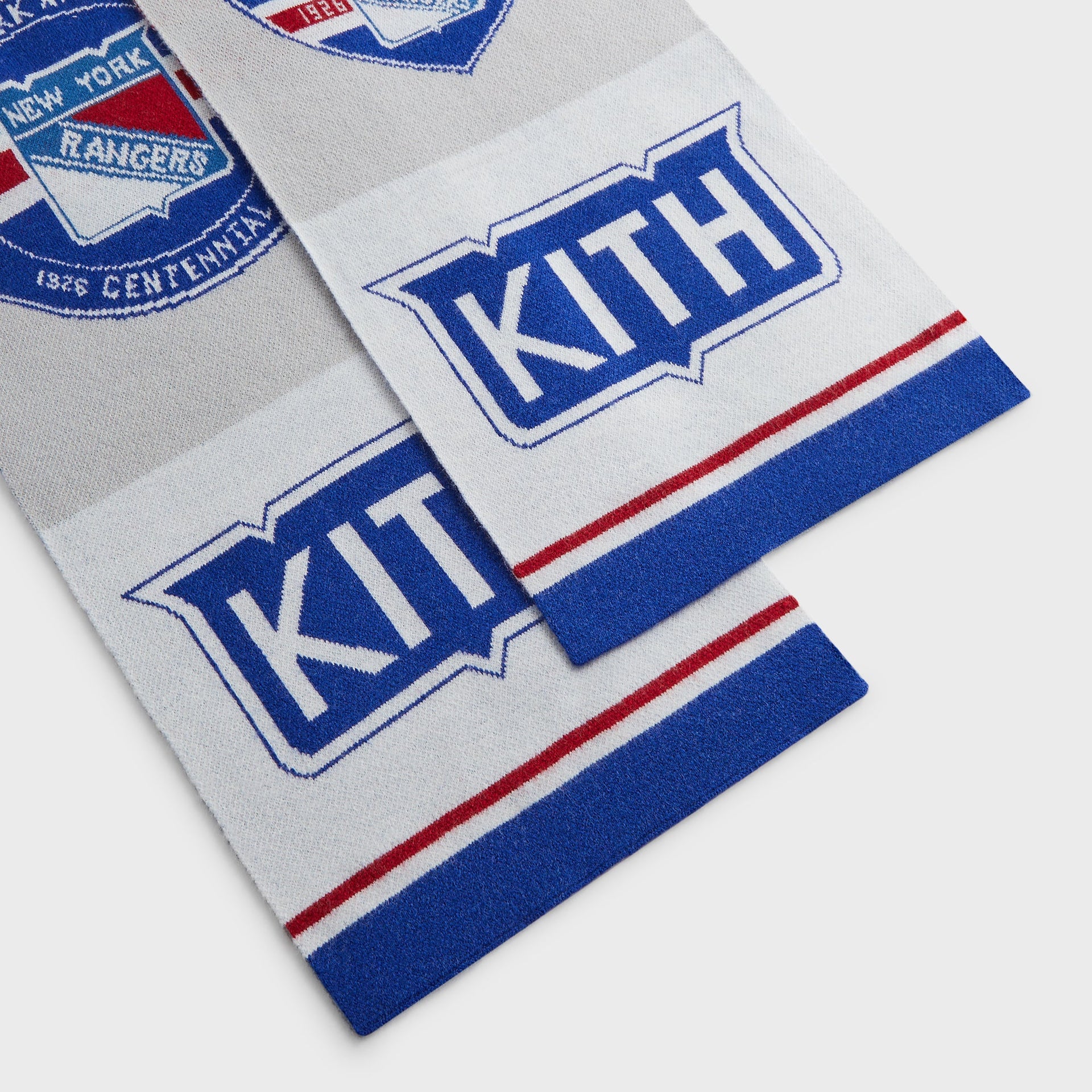 Kith for the New York Rangers Centennial Jacquard Knit Scarf - Light Heather Grey