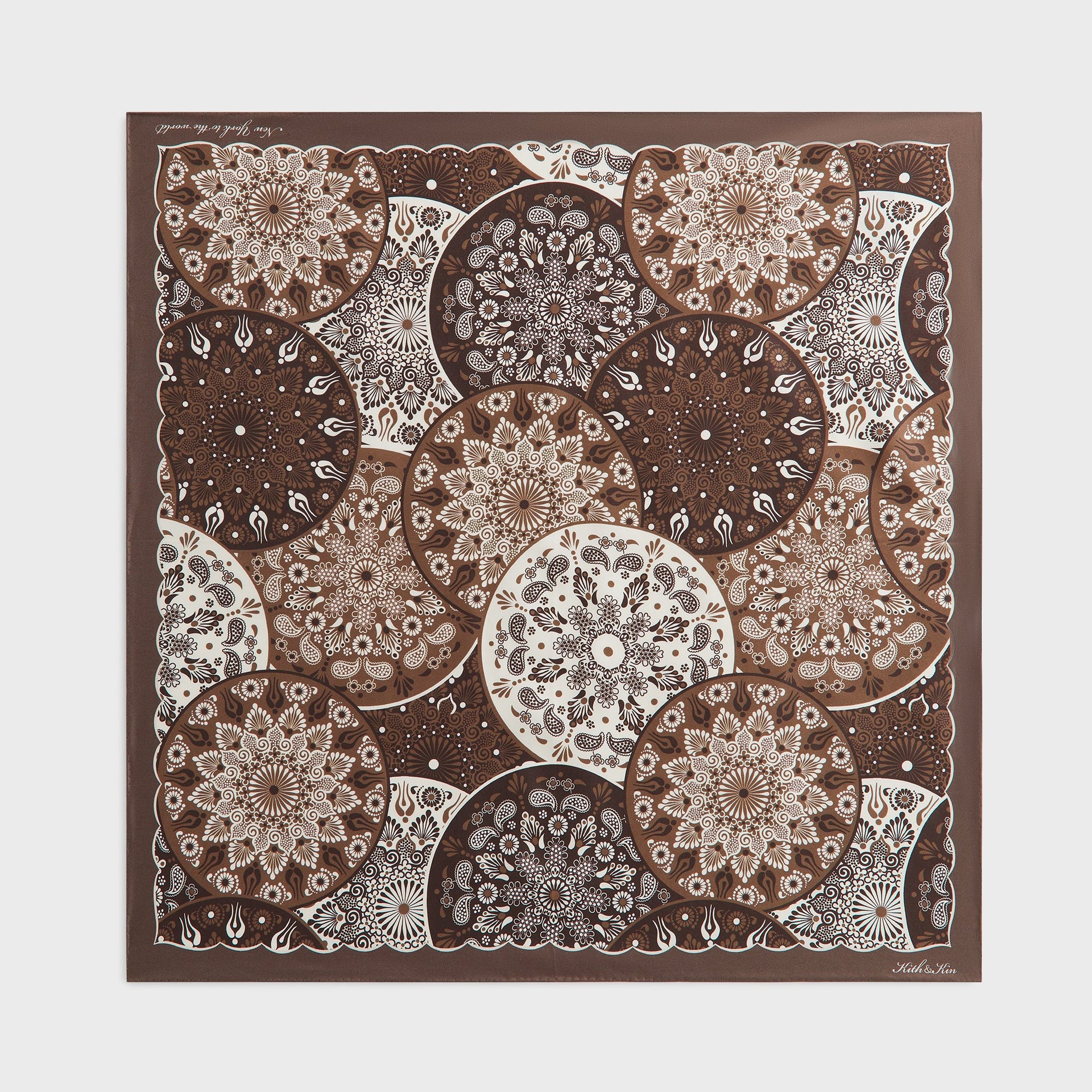 Kith Printed Mandala Silk Scarf - Woodland
