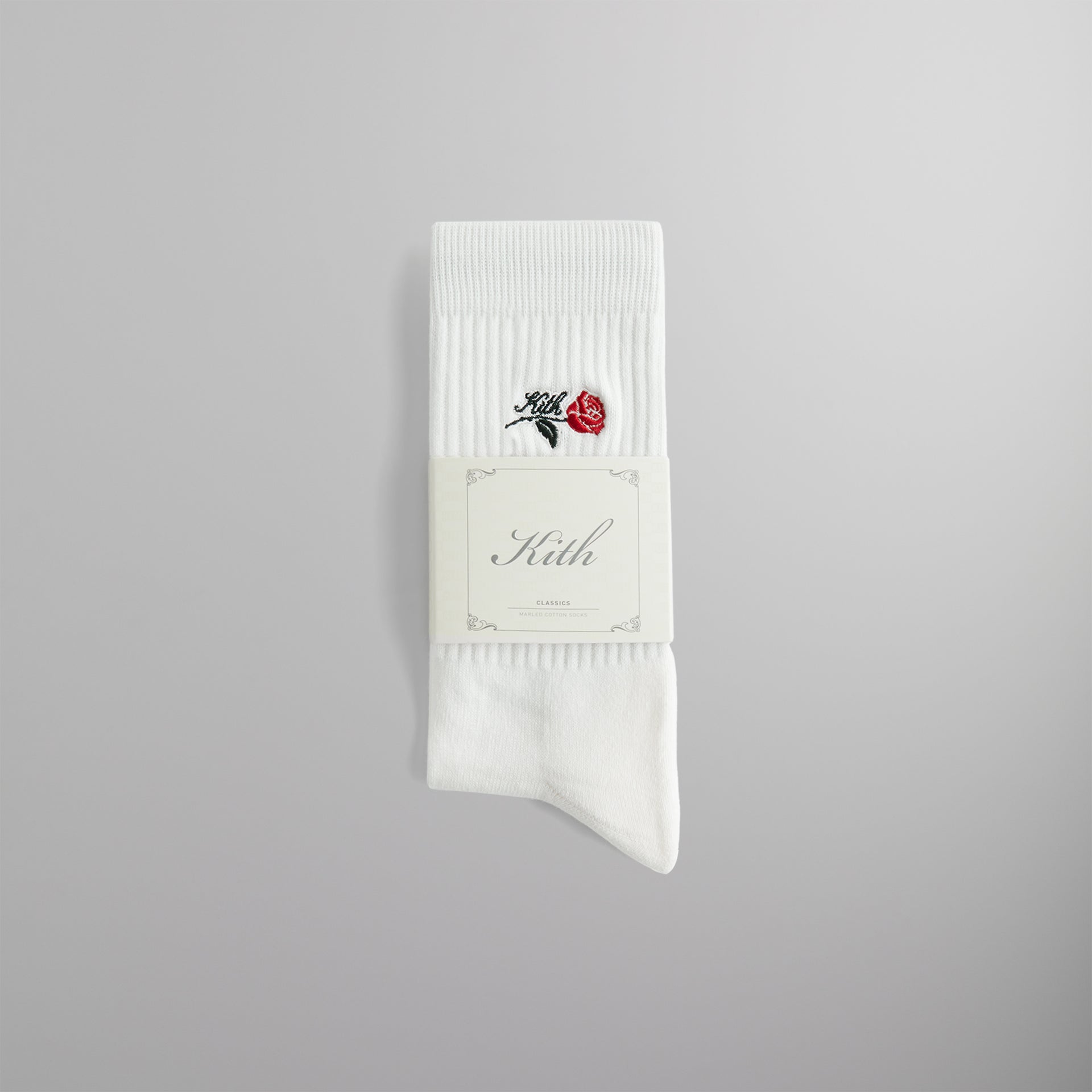 Kith Crew Cotton Socks with Script Rose Embroidery - Silk