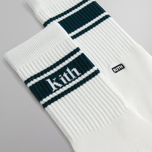 Kith Stripe Crew Cotton Socks With Jacquard Logo - White