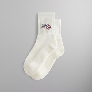 UrlfreezeShops Paisley Embroidery Mid Length Crew Socks - White