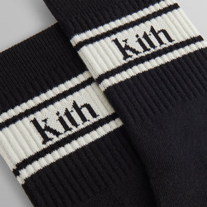 UrlfreezeShops Striped Mid Crew Cotton Socks With Jacquard Logo - Black