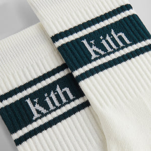Kith Striped Mid Crew Cotton Socks With Jacquard Logo - Stadium