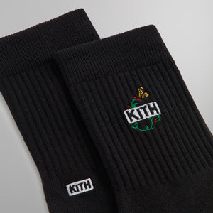 Kith Butterfly Box Logo Mid Crew Socks - Black
