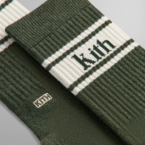 Kith Serif Jacquard Striped Crew Socks - Algae