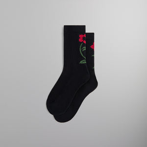 UrlfreezeShops Jacquard Rose Crew Socks - Nocturnal