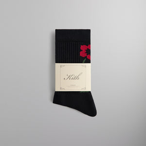 UrlfreezeShops Jacquard Rose Crew Socks - Nocturnal